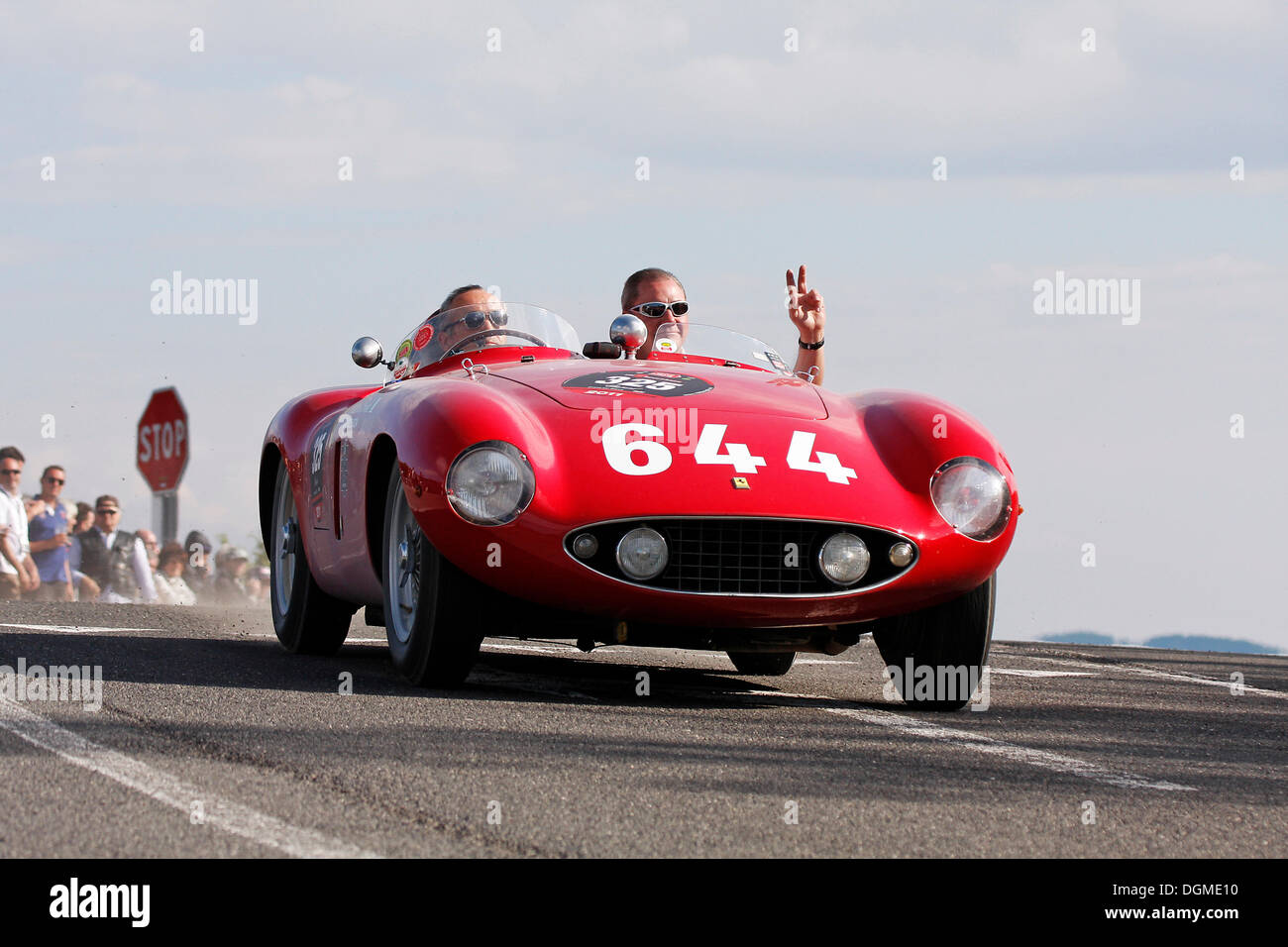 Vintage car, Ferrari 500 Mondial, built in 1955, Mille Miglia 2011, Passo della Raticosa, Tuscany, Italy, Europe Stock Photo