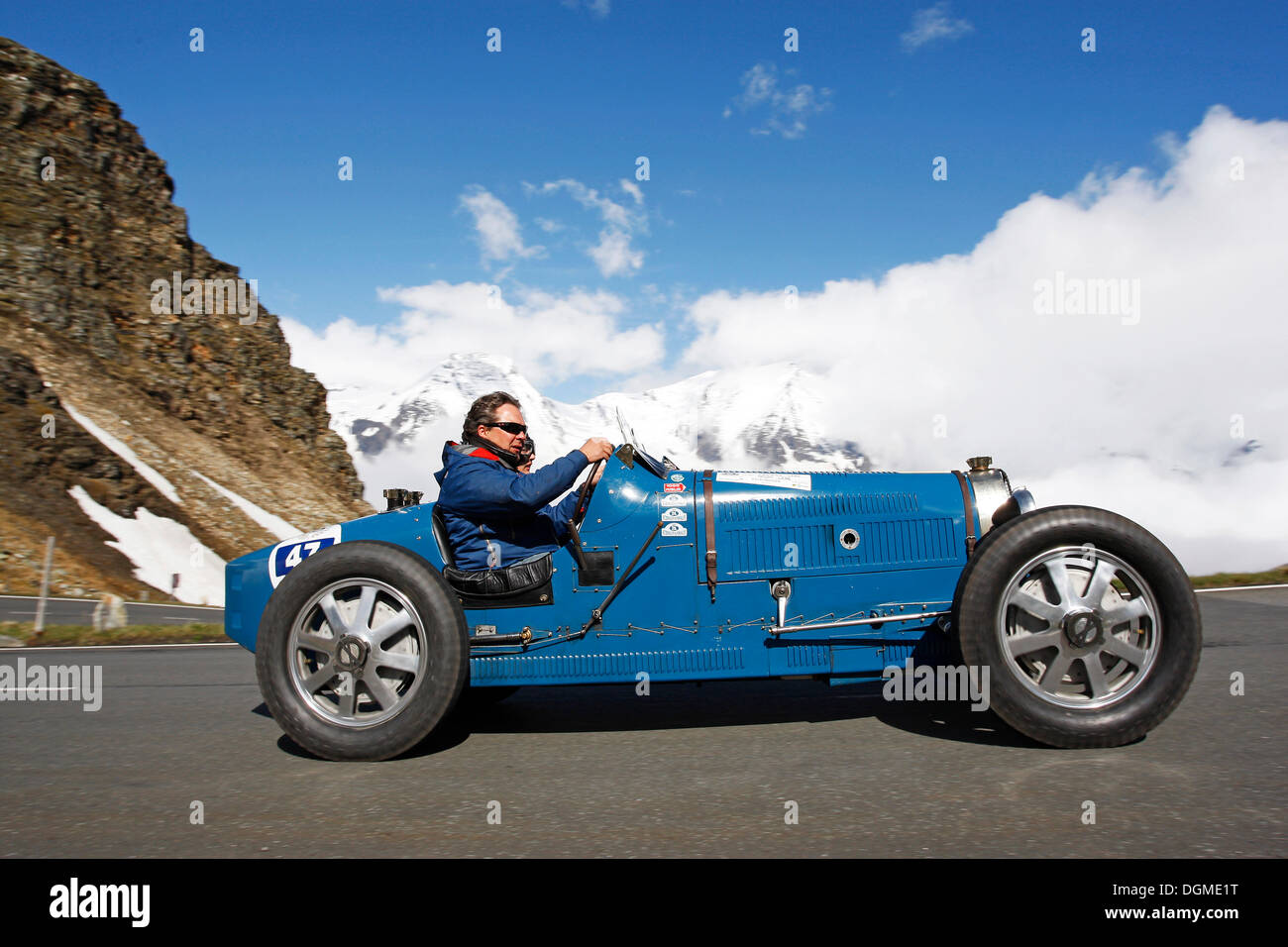 Vintage Car Rally, Kitzbuehel Alpine Rally 2012, Grossglockner High Alpine Road, Bugatti T 51, built in 1931, Grossglockner Stock Photo