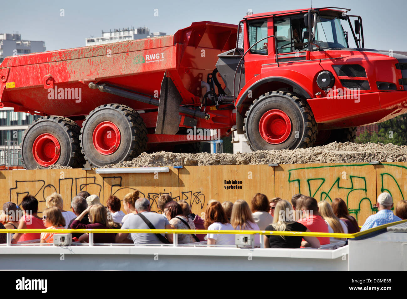 Berlin, Germany, dump trucks at construction site Berlin Palace Stock