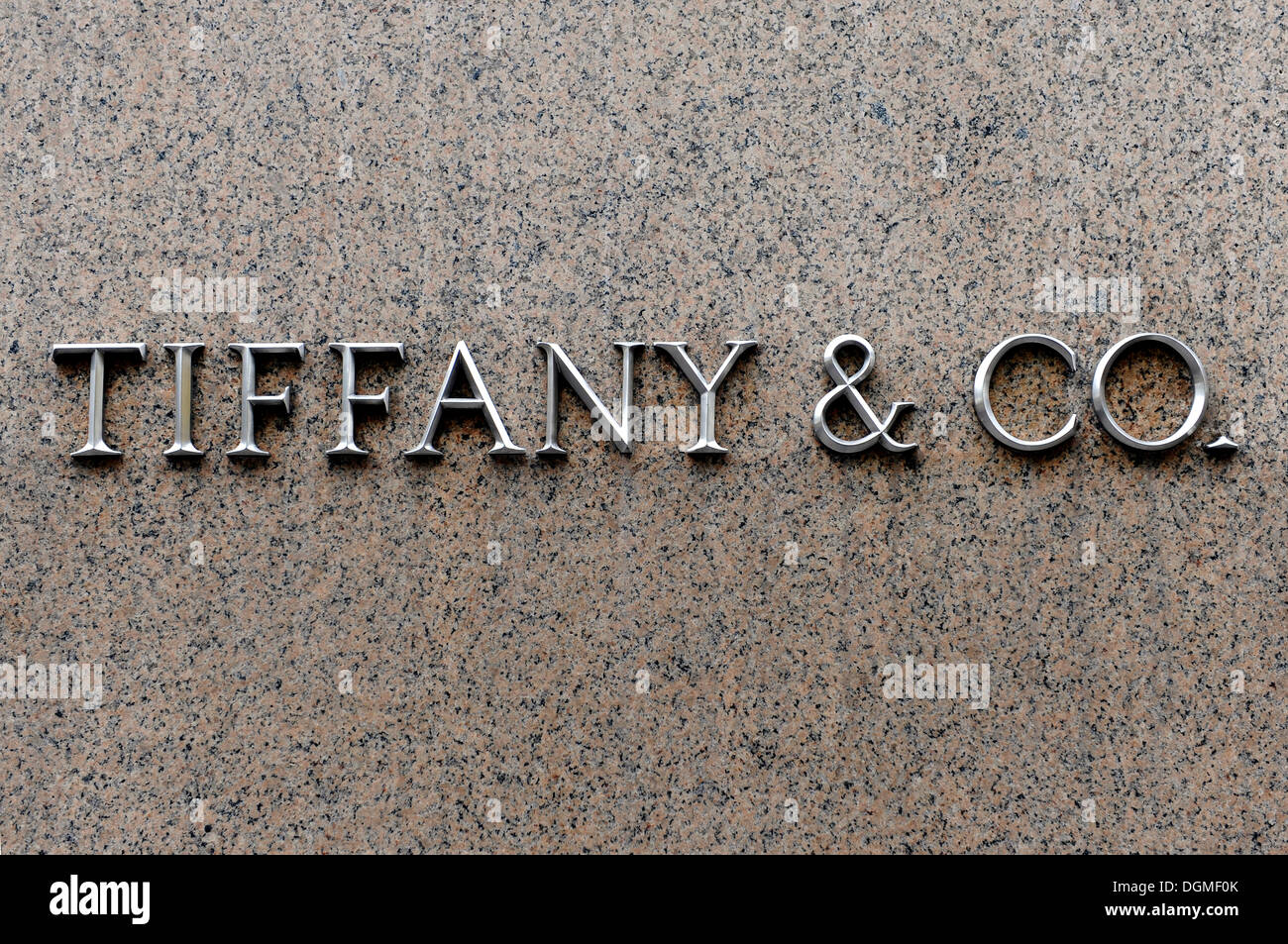 Tiffany & Co jewelry company, lettering, Manhattan, New York City, New ...