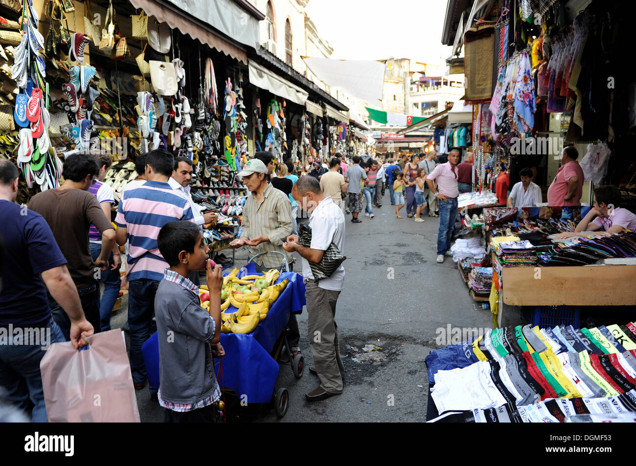 Bazaar quarter, Market Street at the Grand Bazaar, Kapali Carsi, Istanbul, Turkey Stock Photo