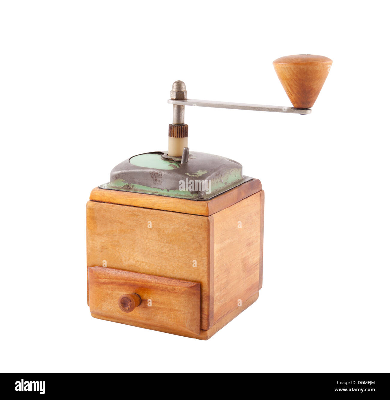 Old wooden coffee grinder with clipping path Stock Photo Alamy