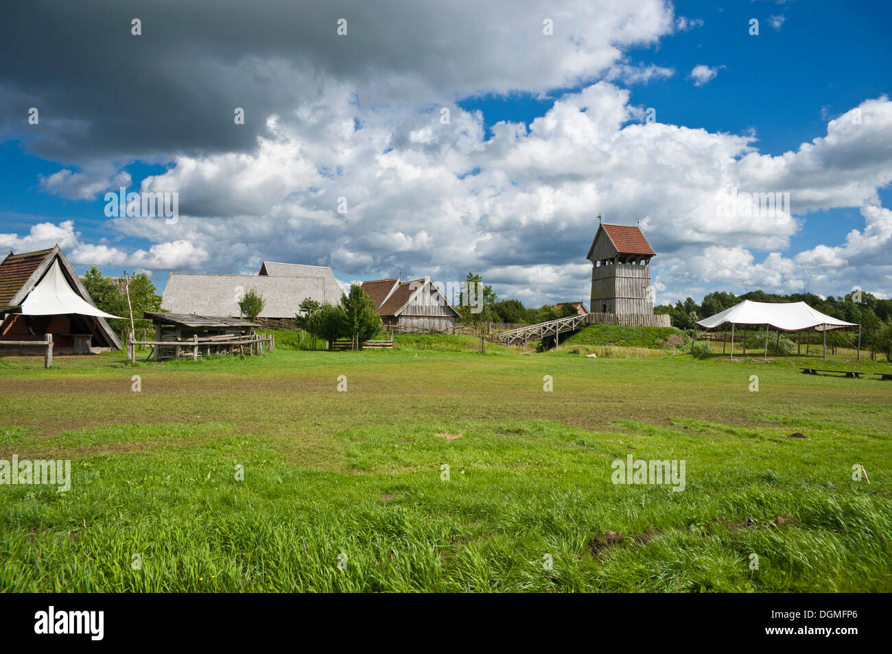 Motte, outer bailey and tower hill, Luetjenburg, Schleswig-Holstein Stock Photo