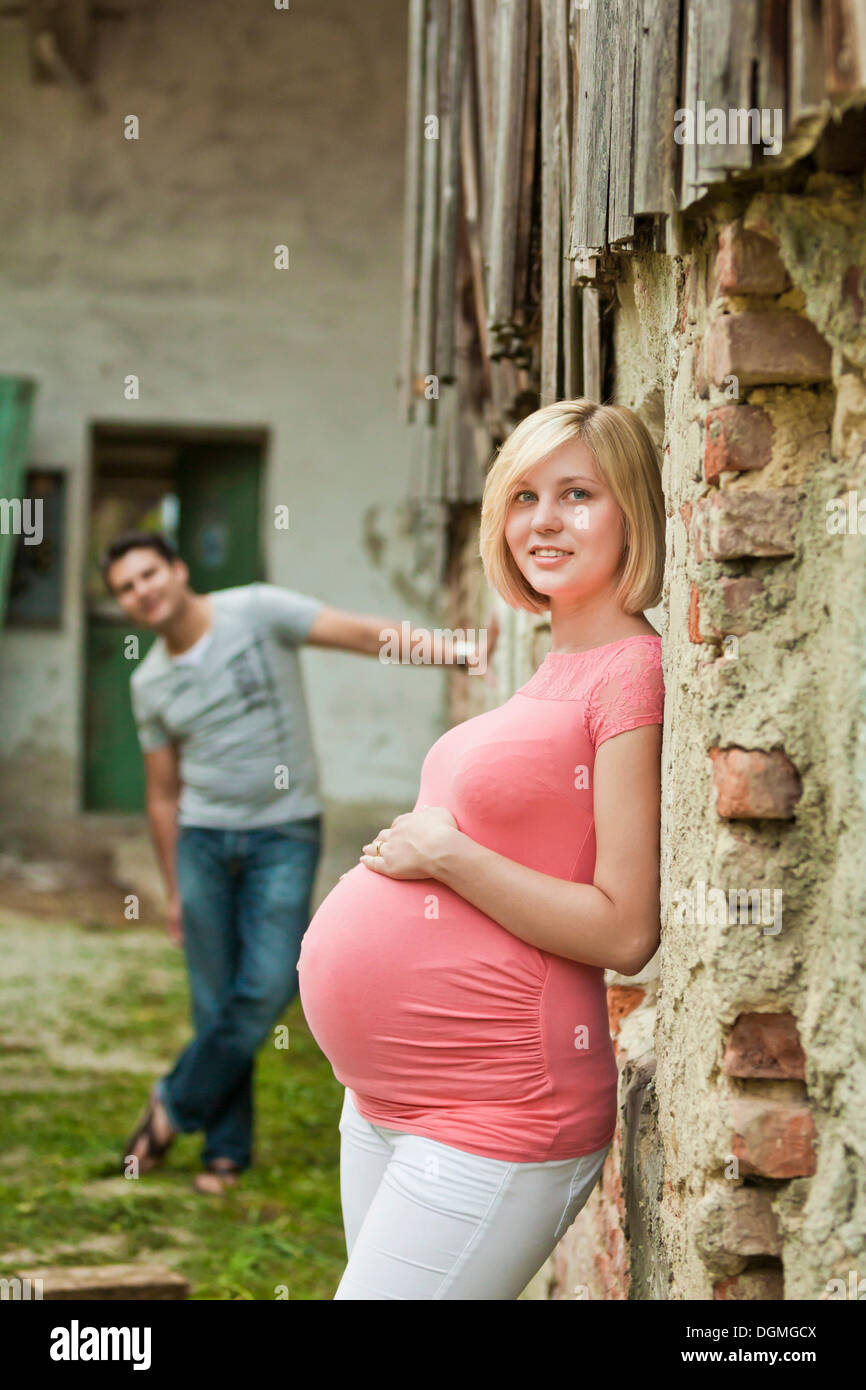 Pregnant woman with her husband Stock Photo