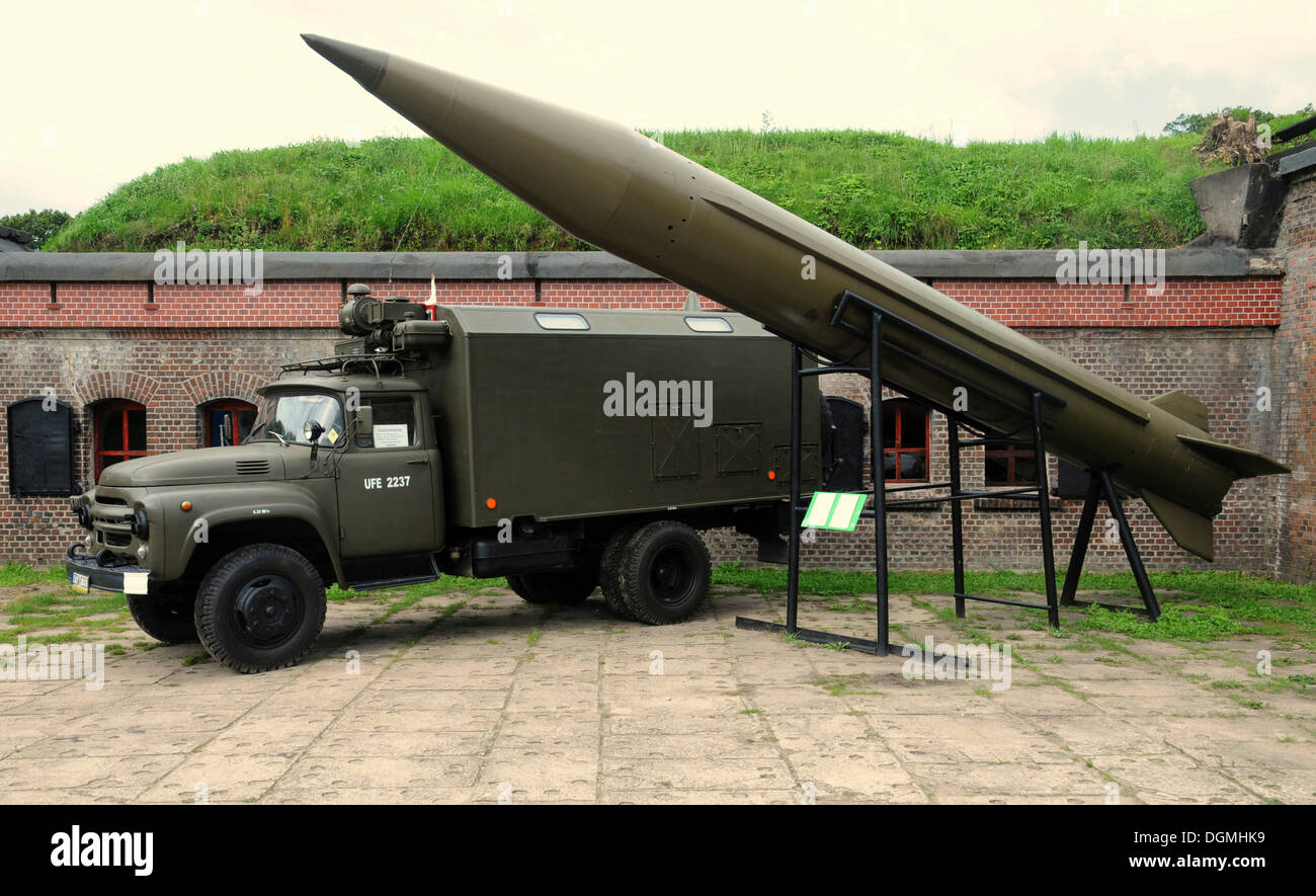 Ground-to-ground missile SS-lb Scud-A Nuclear 50 kt 1956, Sovjet nuclear weapon at Fort Gerhard, Swinoujscie, Poland, Europe Stock Photo