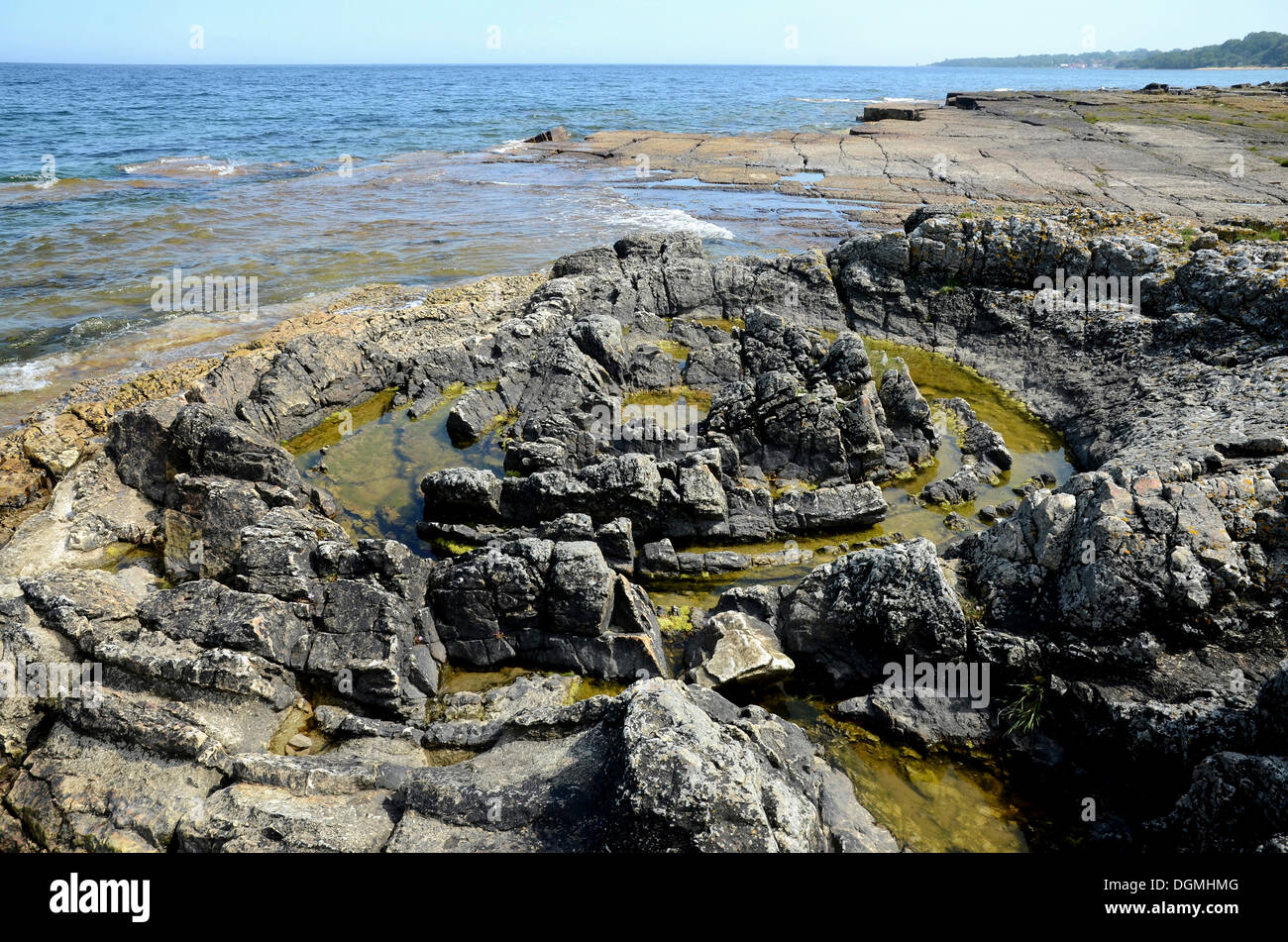 'The Priests' bath', a geologic formation, sand volcano, Vik, Skåne, south Sweden, Europe Stock Photo