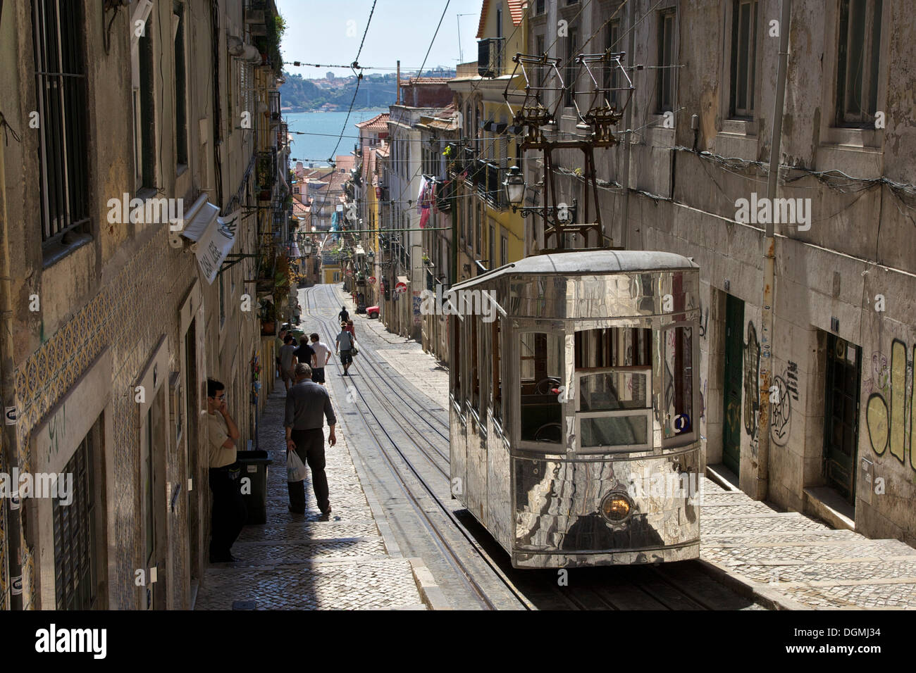 Funicular railway, old town of Lisbon, Portugal, Europe Stock Photo