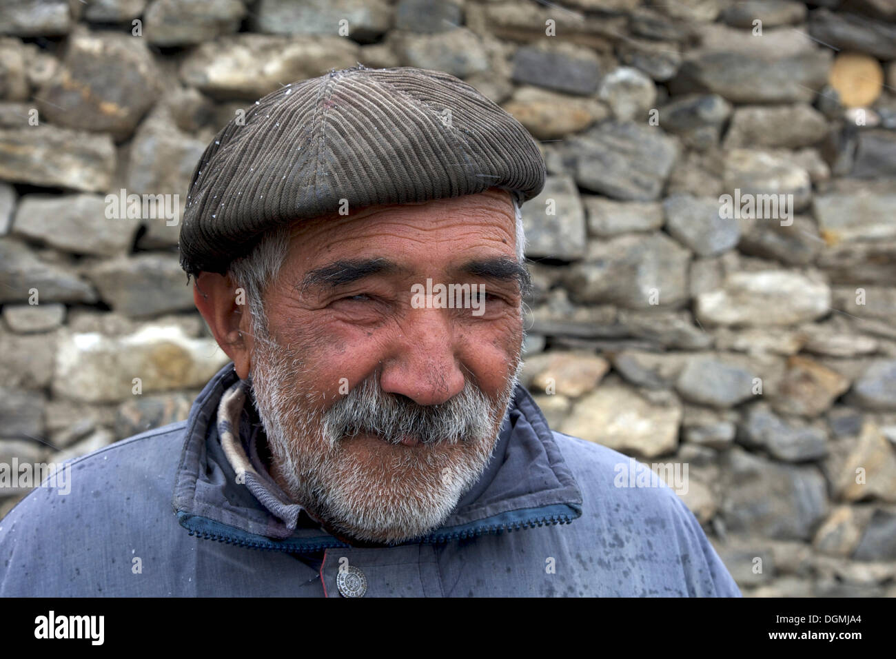 Kirghiz man, portrait, Pamir region, Tajikistan, Central Asia, Asia Stock Photo