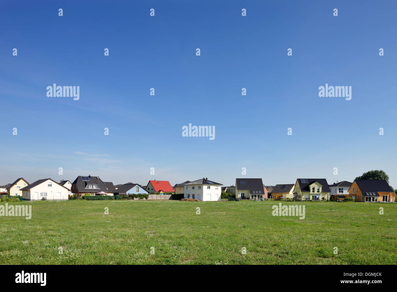 Berlin, Germany, meadow and single family homes Stock Photo - Alamy