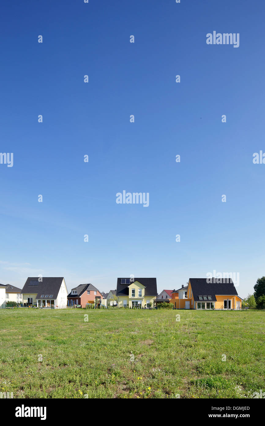 Berlin, Germany, meadow and single family homes Stock Photo Alamy