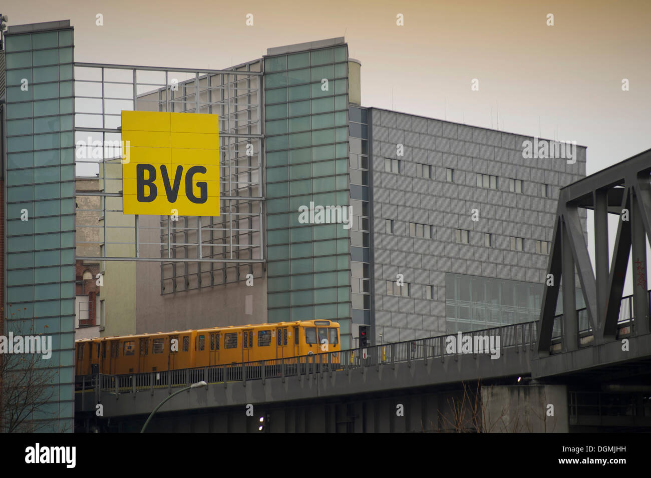 Berlin metro in front of the BVG building, Berlin Stock Photo