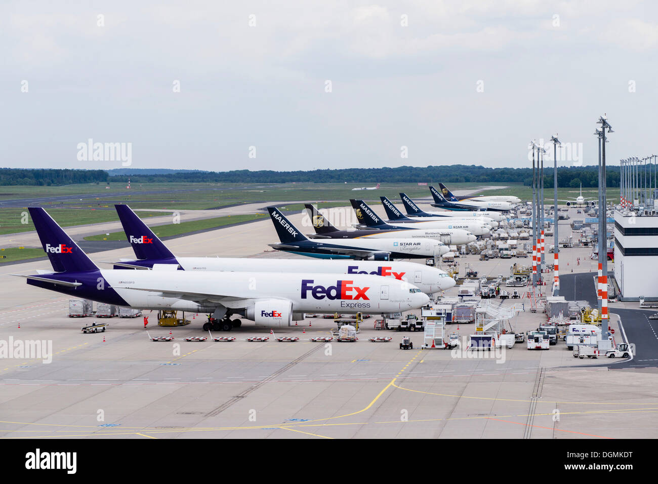 Cargo aircraft at Cologne-Bonn Airport, Cologne, Rhineland, North Rhine-Westphalia, Germany Stock Photo