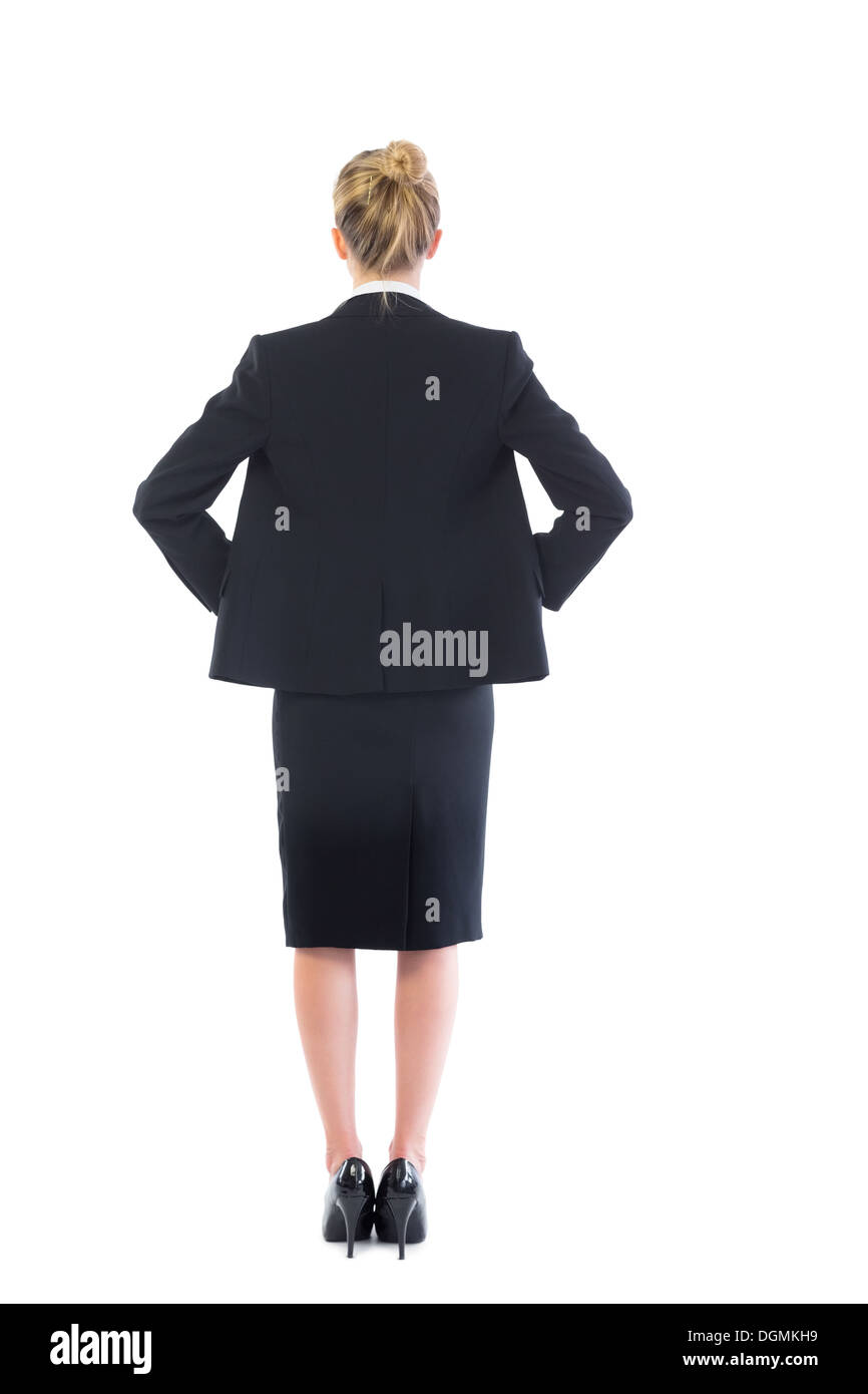 Rear view of young blonde businesswoman Stock Photo
