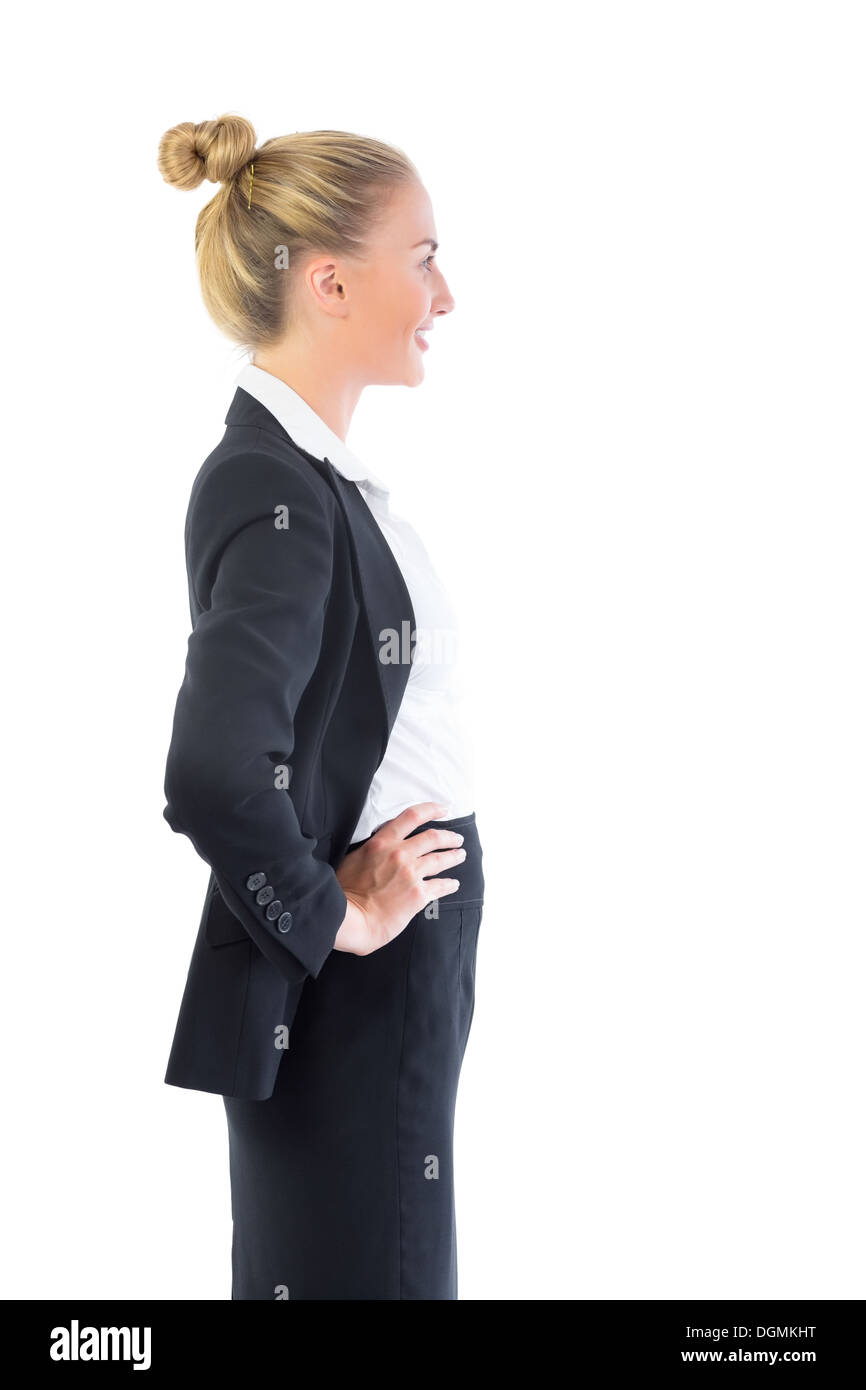 Profile view of cheerful young businesswoman Stock Photo