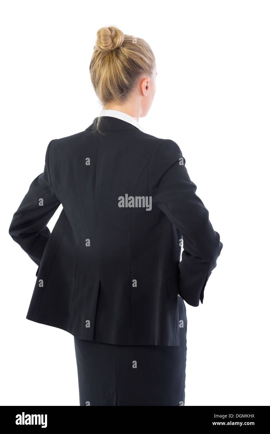 Rear view of posing young business woman Stock Photo