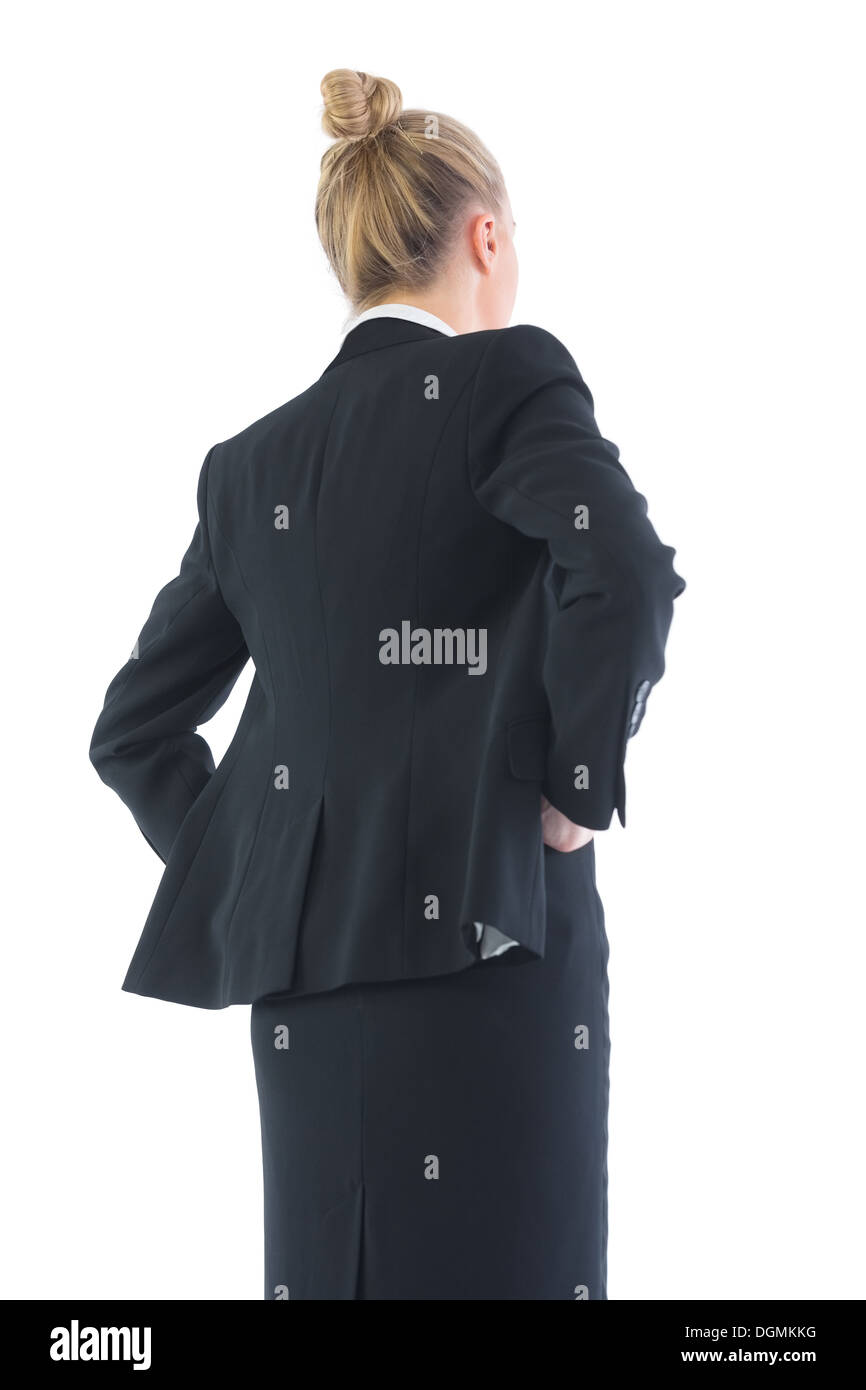 Rear view of young business woman posing Stock Photo