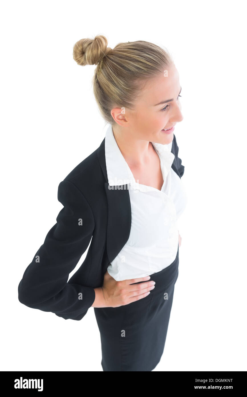High angle view of smiling young business woman posing Stock Photo