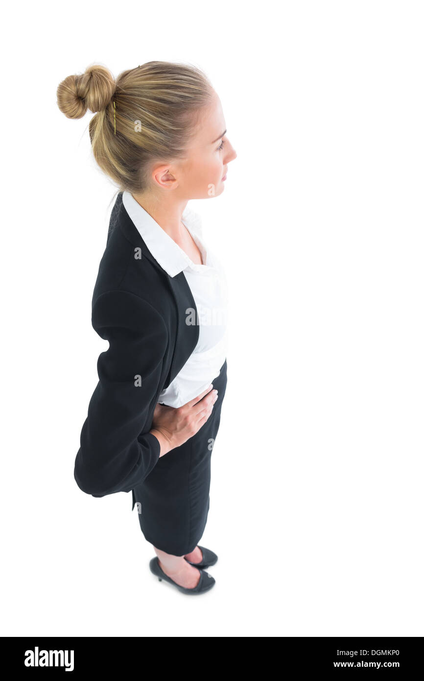High angle profile view of attractive businesswoman posing Stock Photo