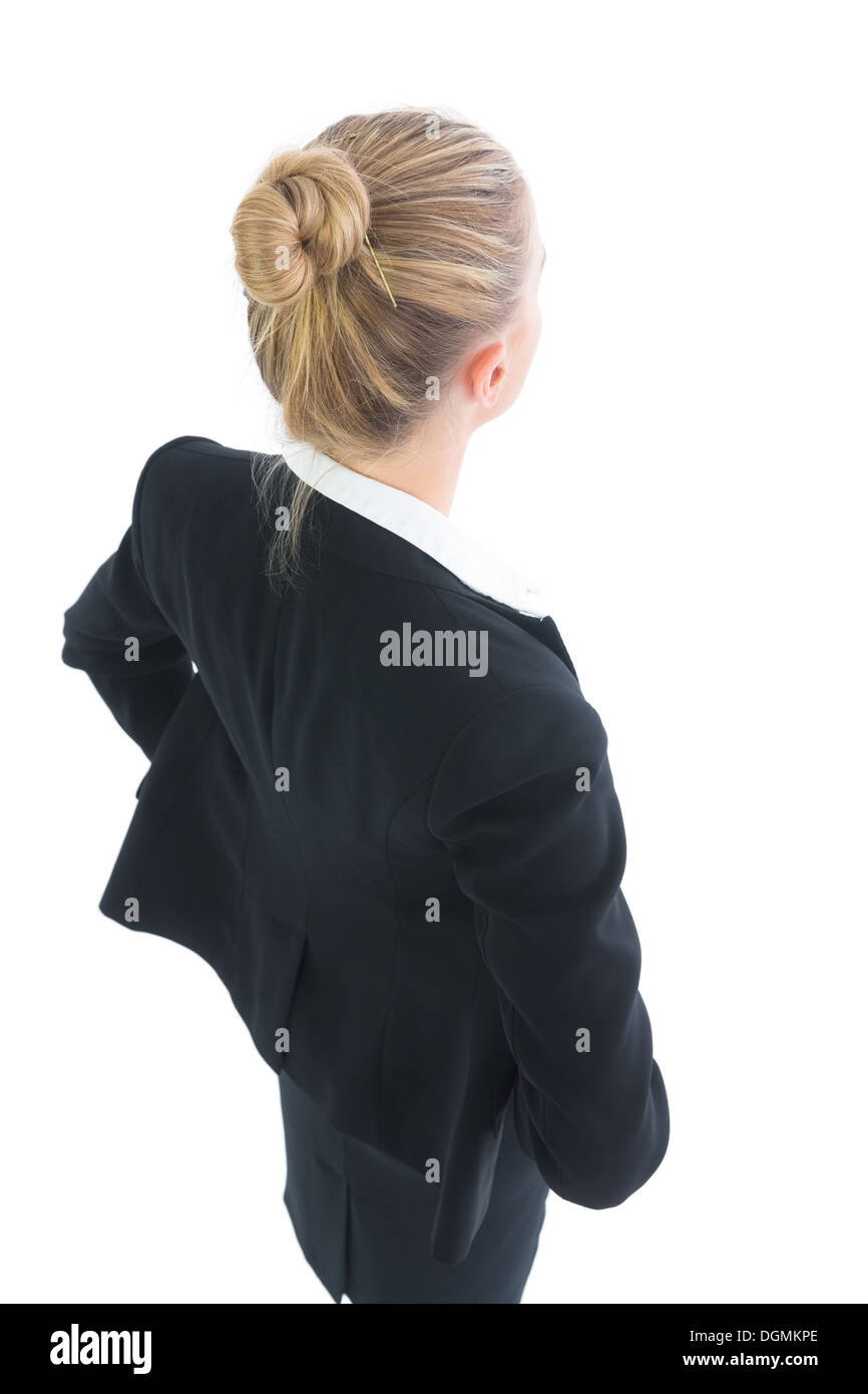 High angle rear view of attractive blonde businesswoman posing Stock Photo