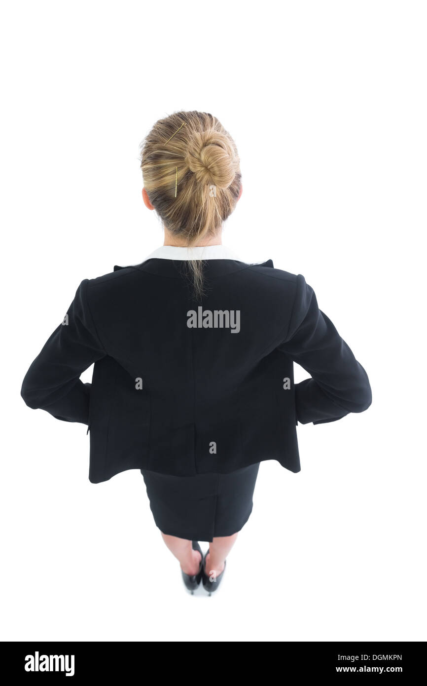 High angle rear view of cute young businesswoman posing Stock Photo