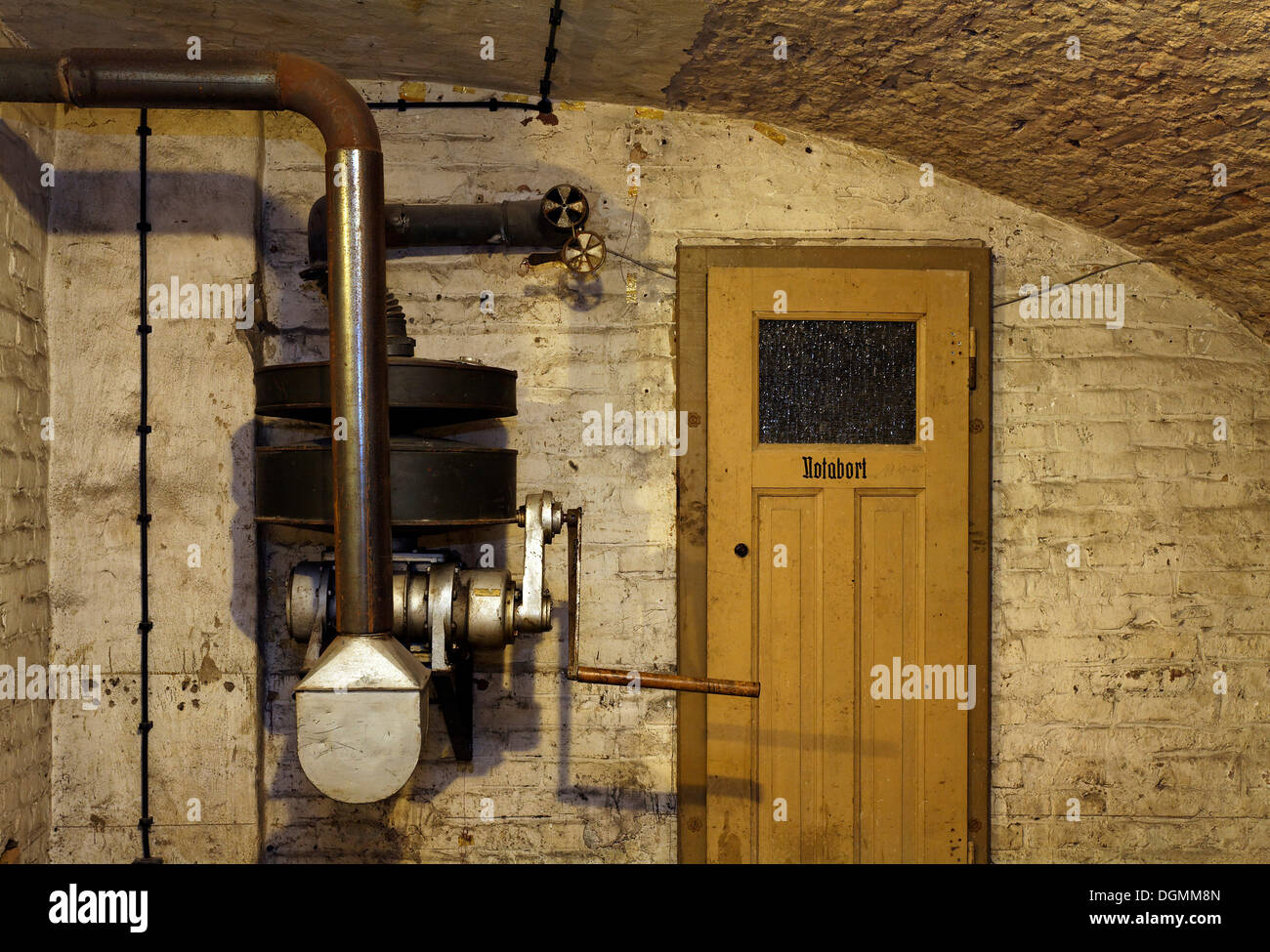 Historic air raid shelter, the remains of the air raid precuationary installation and toilet, memorial for Nazi victims Stock Photo