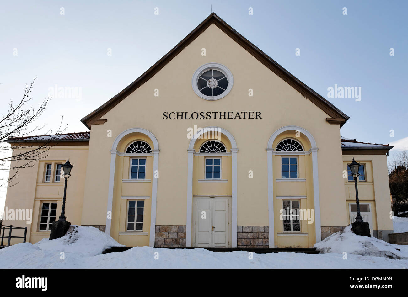Schlosstheater Ballenstedt palace theater, winter, northern Harz, Saxony-Anhalt Stock Photo
