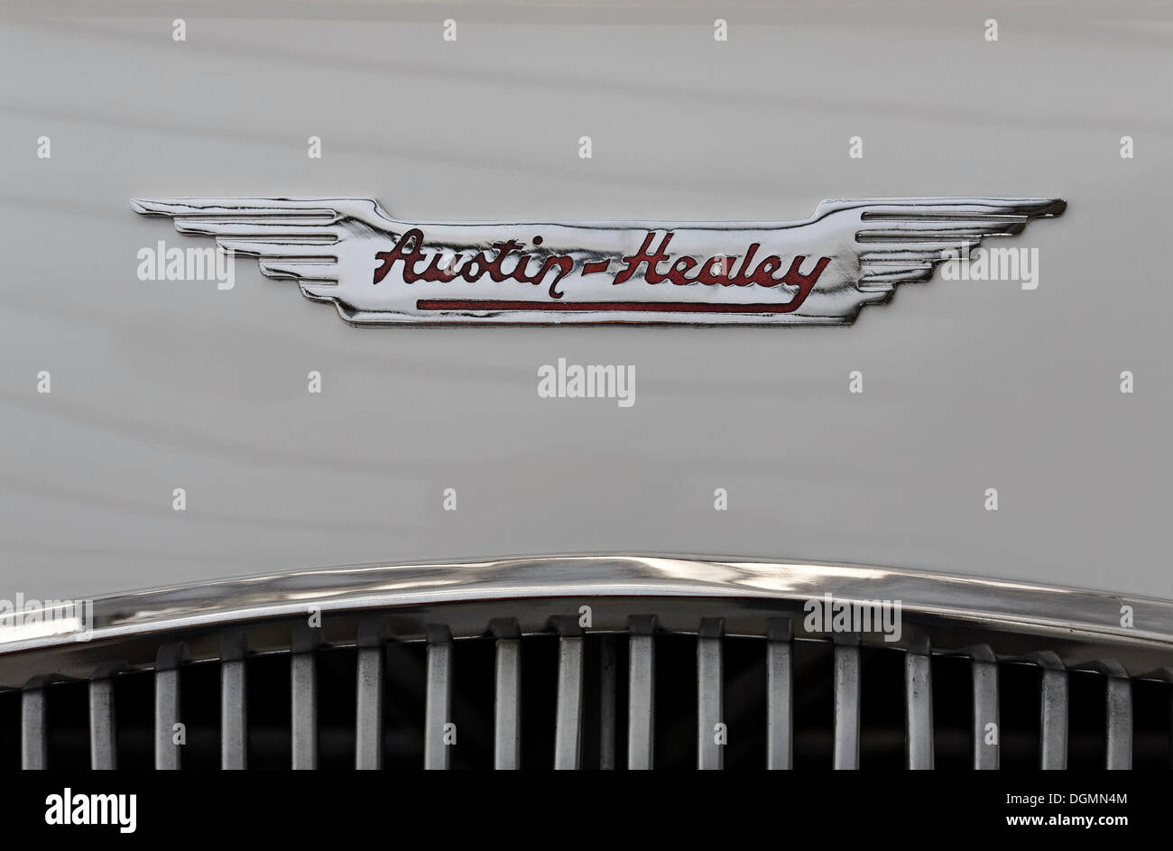 Austin-Healey logo on the hood, British car brand Stock Photo