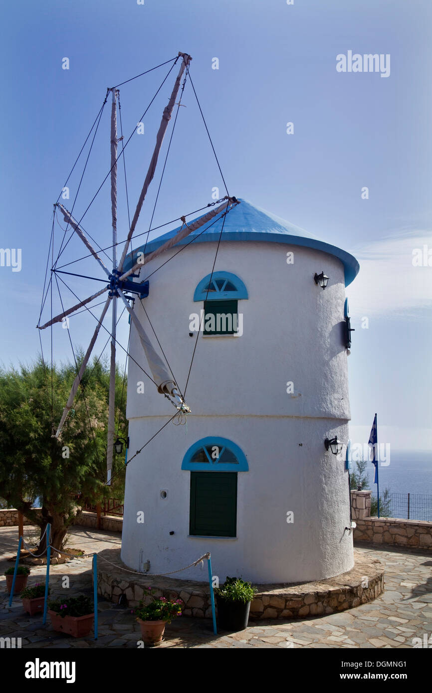 Windmill, Cape Skinari, Zakynthos (Zante) Island, Greece Stock Photo