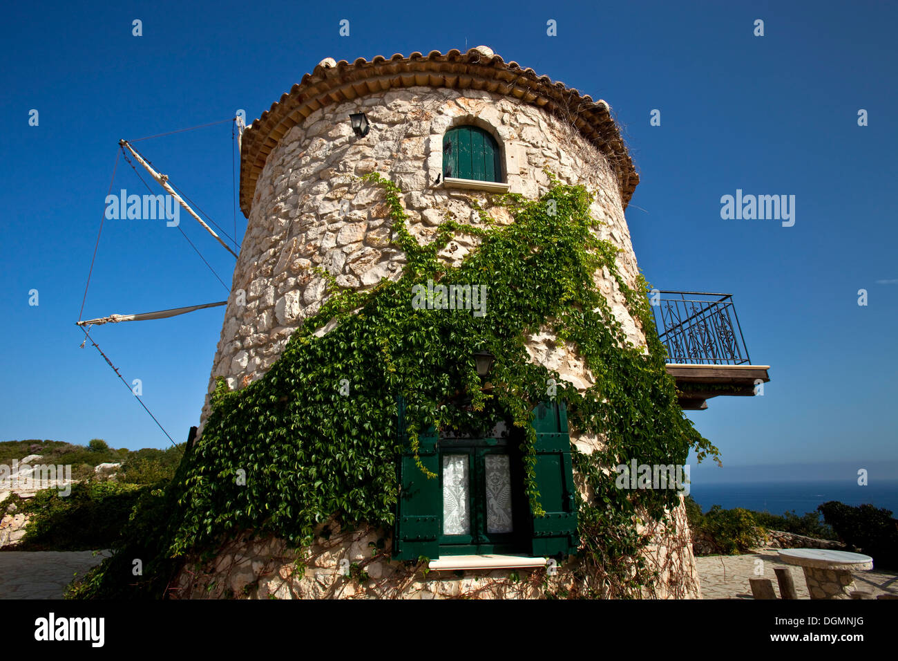 Windmill, Cape Skinari, Zakynthos (Zante) Island, Greece Stock Photo