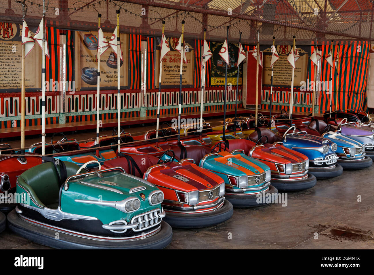 Bumper cars from the 1950's, Rhine fun fair, Duesseldorf, North Rhine