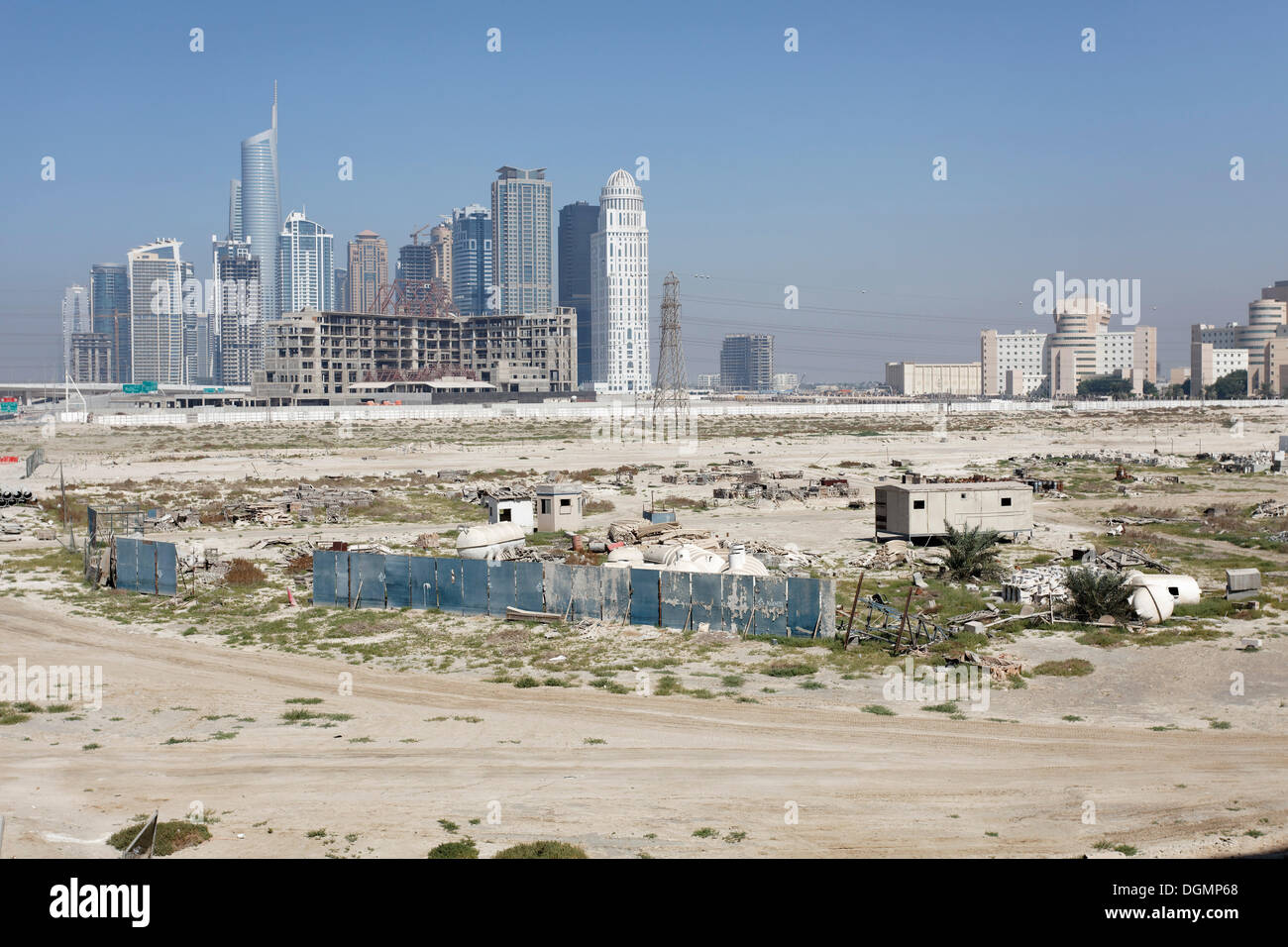 Barren land with high-rise buildings, urban development area, Nakheel Harbour, Dubai, United Arab Emirates, Middle East, Asia Stock Photo