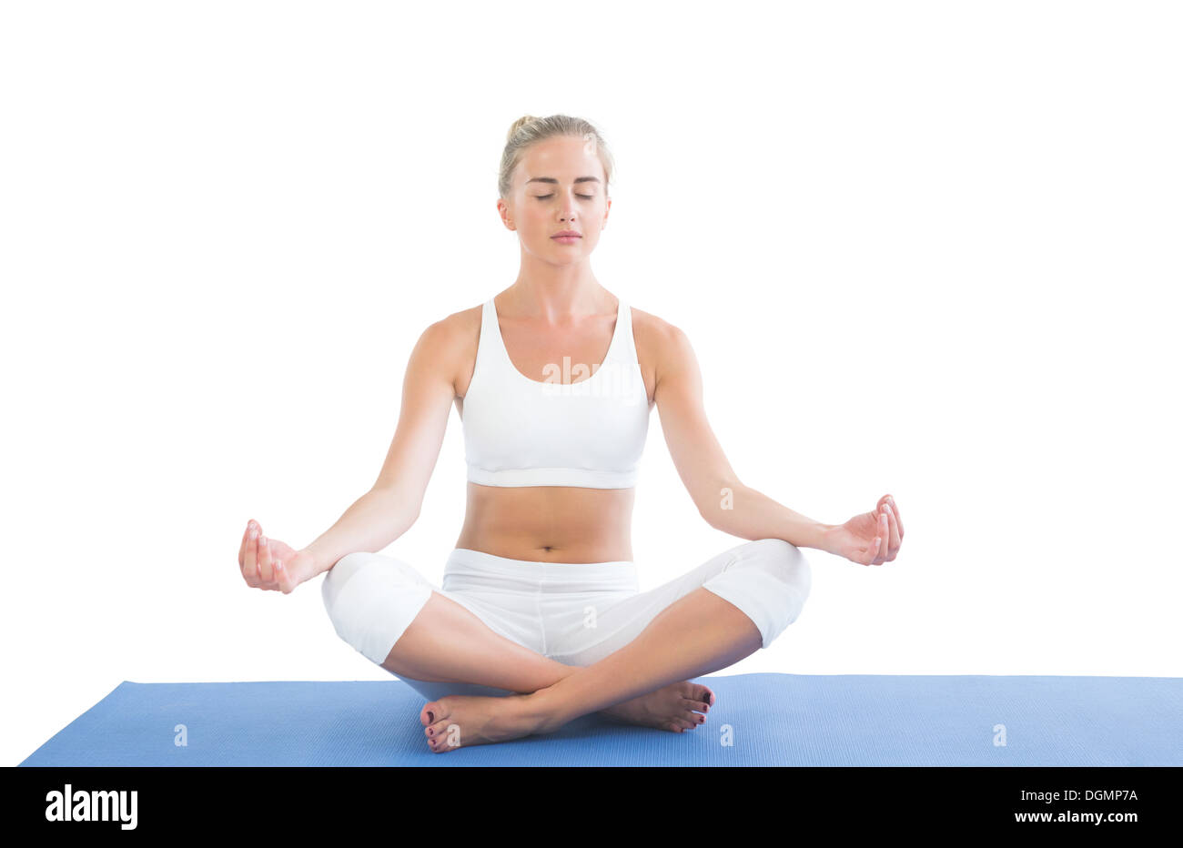 Toned relaxed blonde sitting in lotus pose Stock Photo