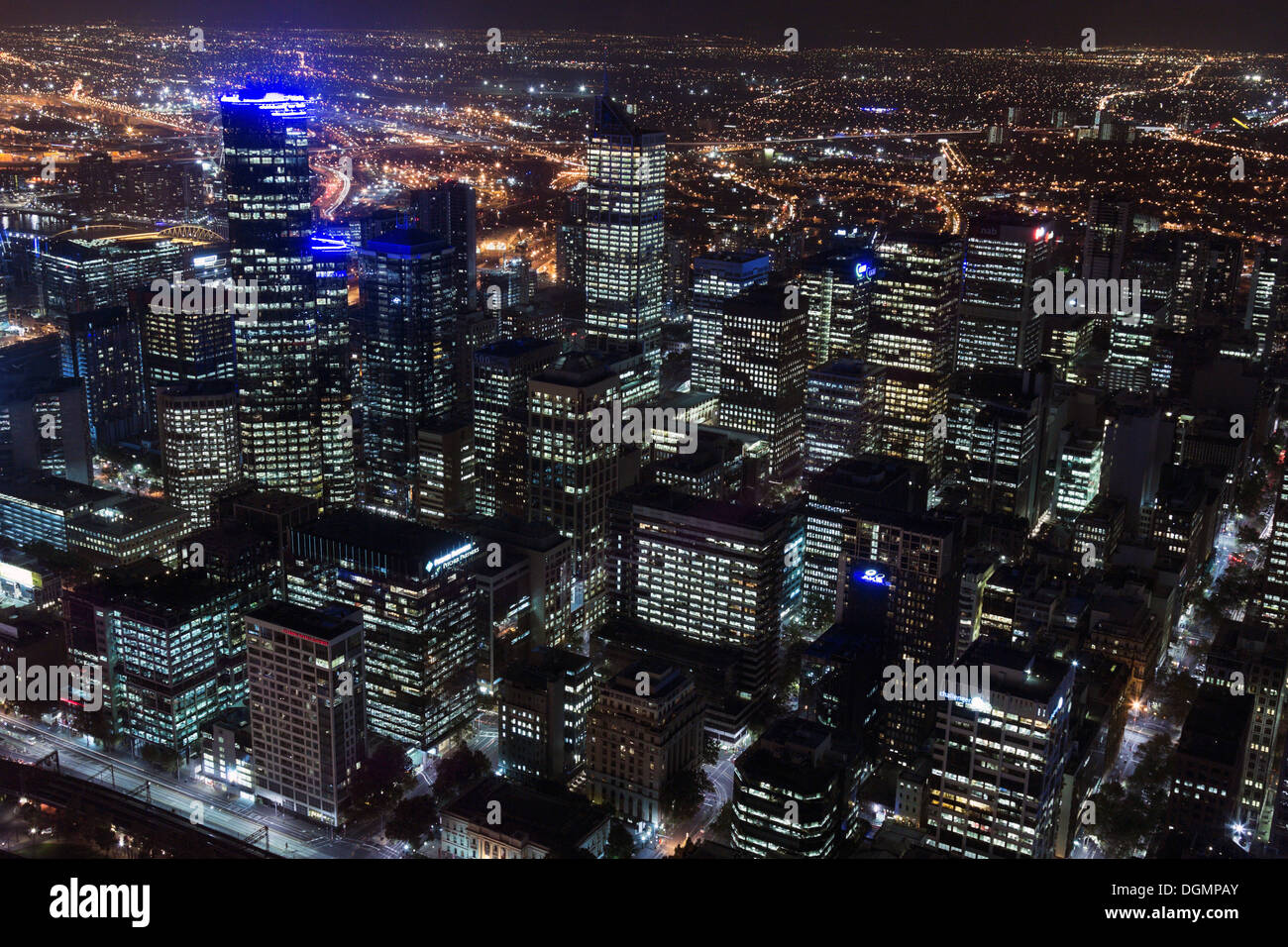 Australia, Melbourne, Victoria, Cityscape at night Stock Photo