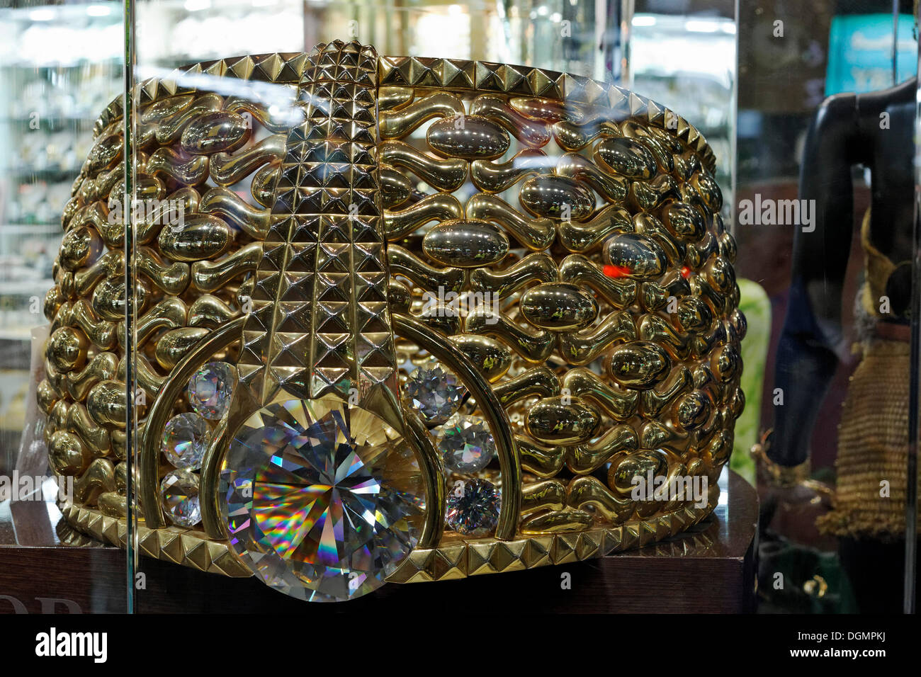 Heaviest gold ring in the world, Star of Taiba, with with an entry in the Guinness Book of World Records, Gold Souk Stock Photo