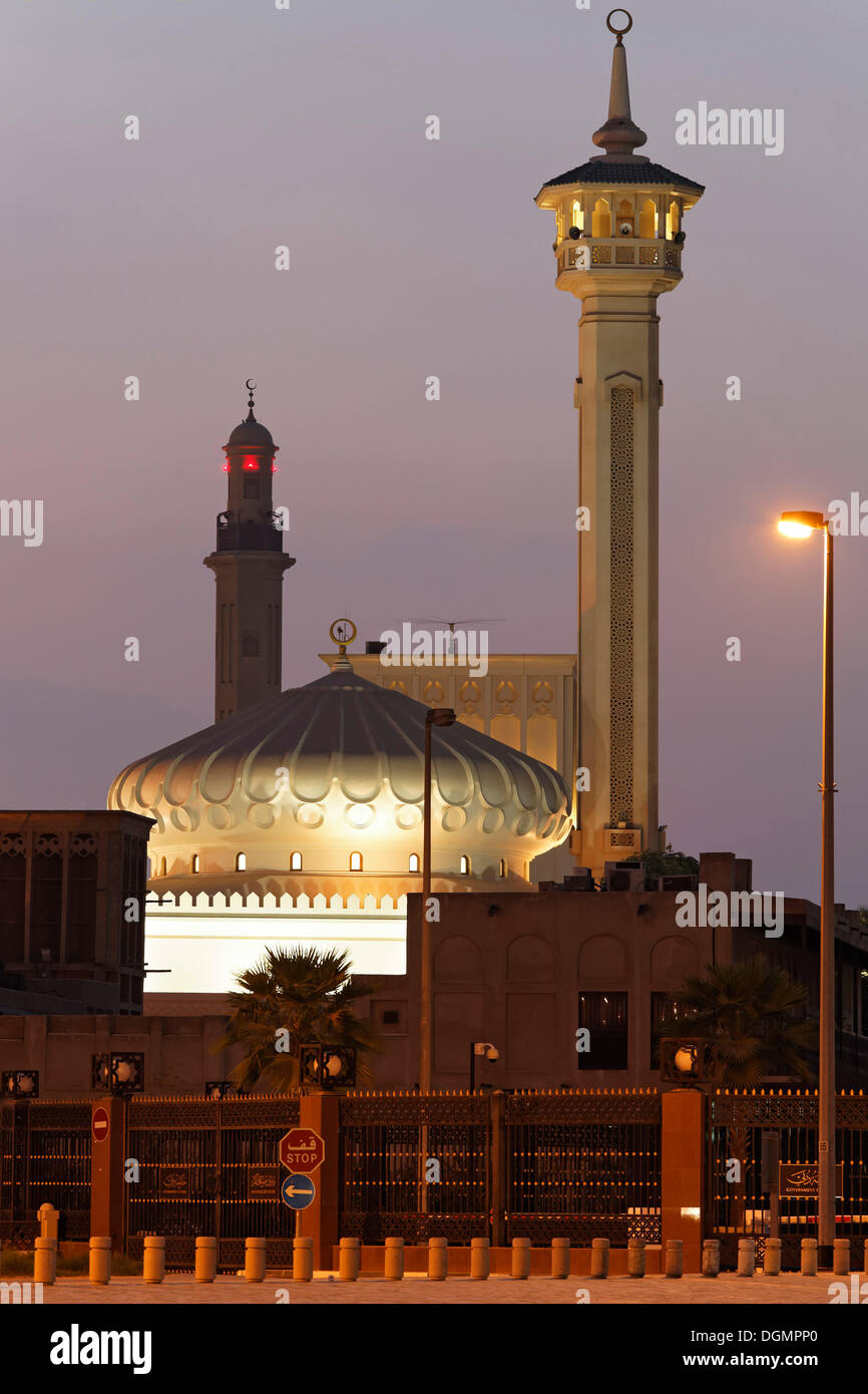 Old Bastakiya district, oriental evening mood, Bur Dubai, United Arab Emirates, Middle East, Asia Stock Photo