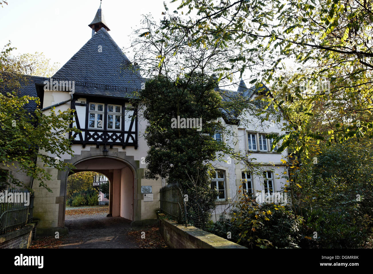 Gatehouse to husbandry yard, Schloss Eller castle, Duesseldorf, North Rhine-Westphalia Stock Photo