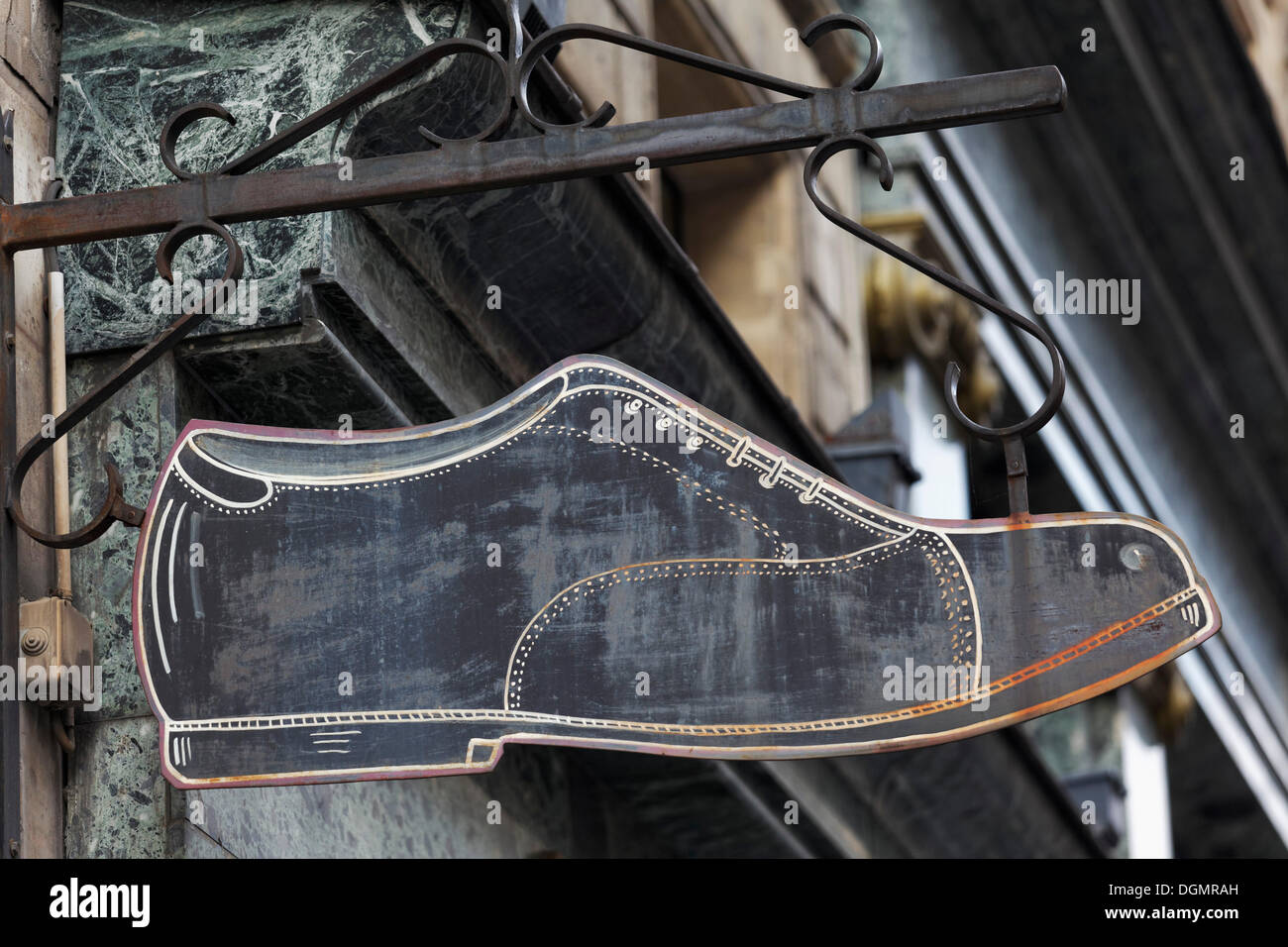 Shop sign of an old fashioned shoe shop, gents' shoes, 2nd
