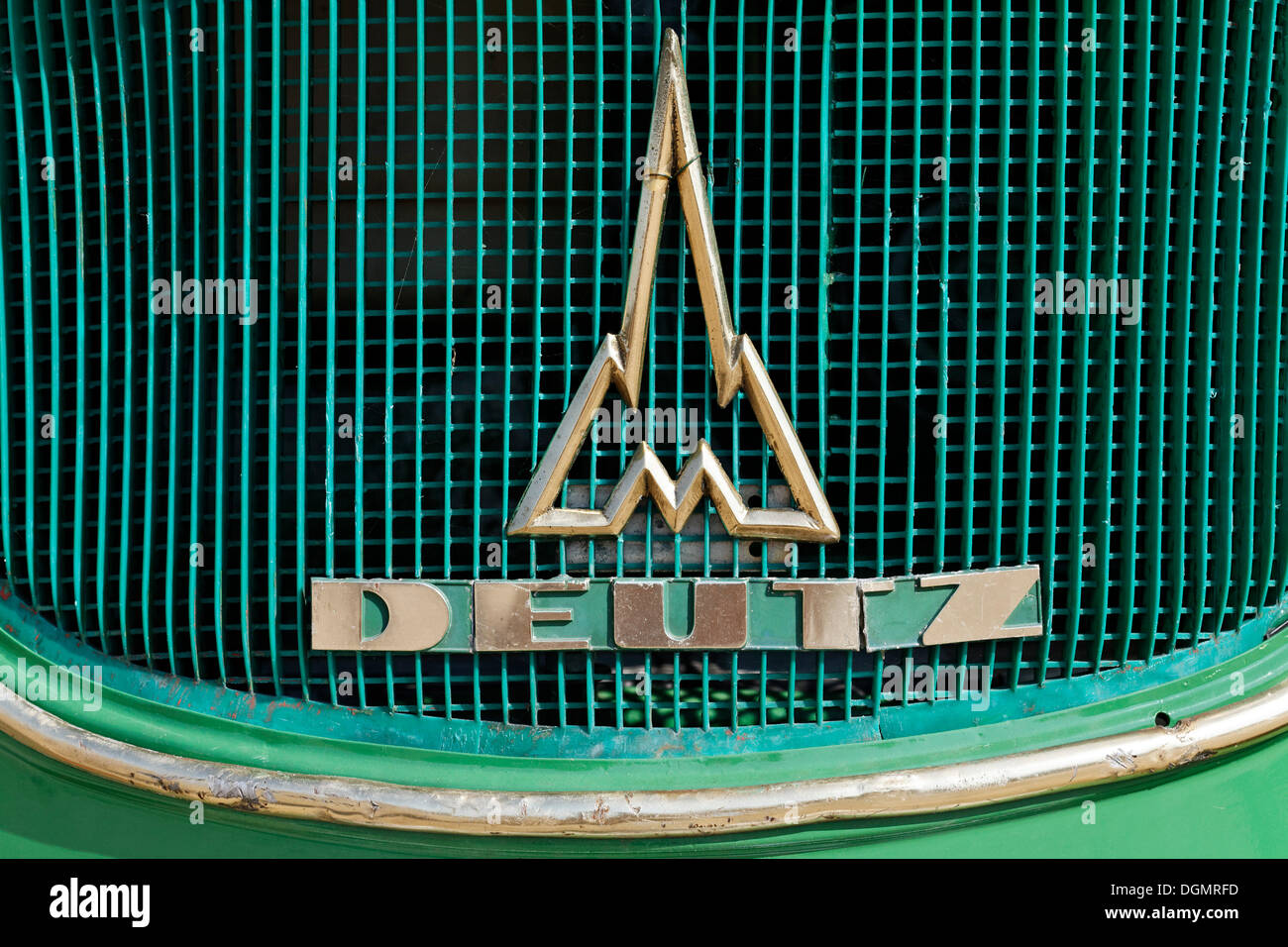 Cooler with the Deutz logo, vintage tractor Stock Photo