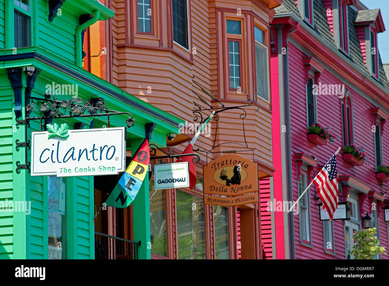 Colourful houses, Lunenburg Bump, Lunenburg, Eastern Shore, Maritime Provinces, Nova Scotia, Canada Stock Photo
