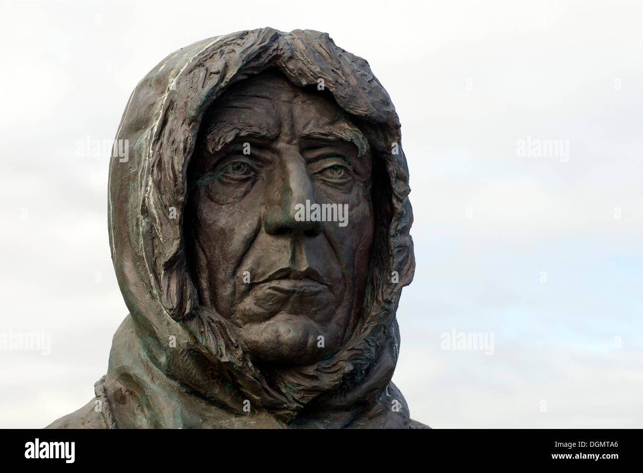 Bust of the Norwegian polar explorer Roald Amundsen, Ny-Ålesund, Spitsbergen Island, Svalbard Archipelago Stock Photo