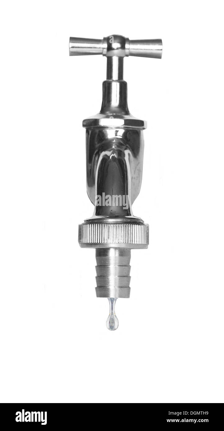 dripping metal tap on white background Stock Photo - Alamy