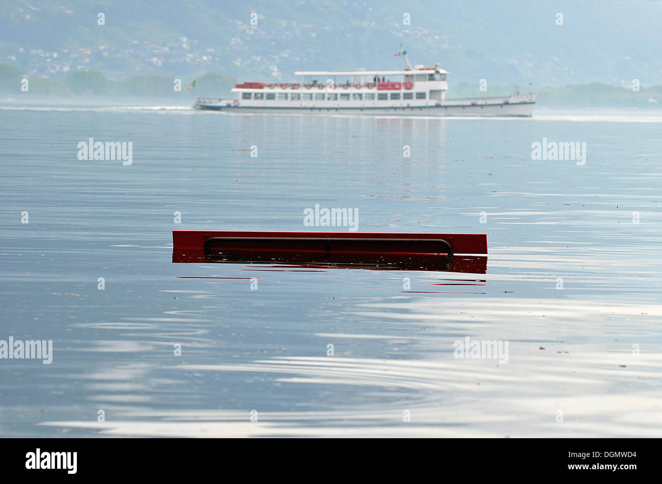 Bench submerged by Lake Maggiore in Locarno Stock Photo