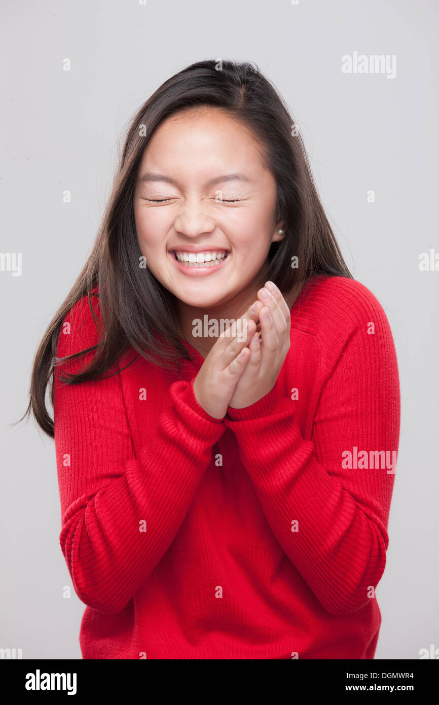 Portrait of happy teenage girl (16-17) Stock Photo