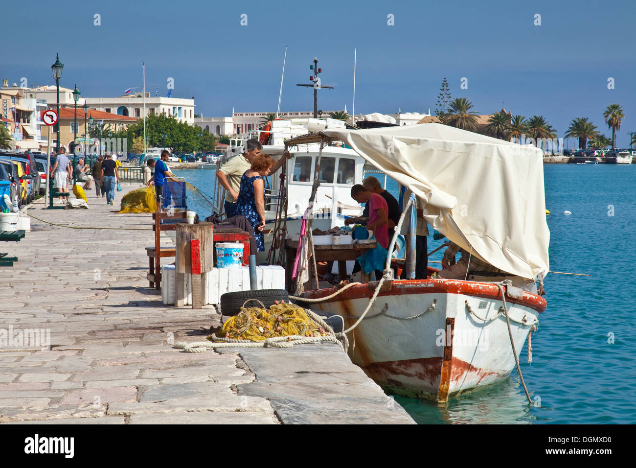 Local Fishermen Selling Fish From Their Boats On The Seafront