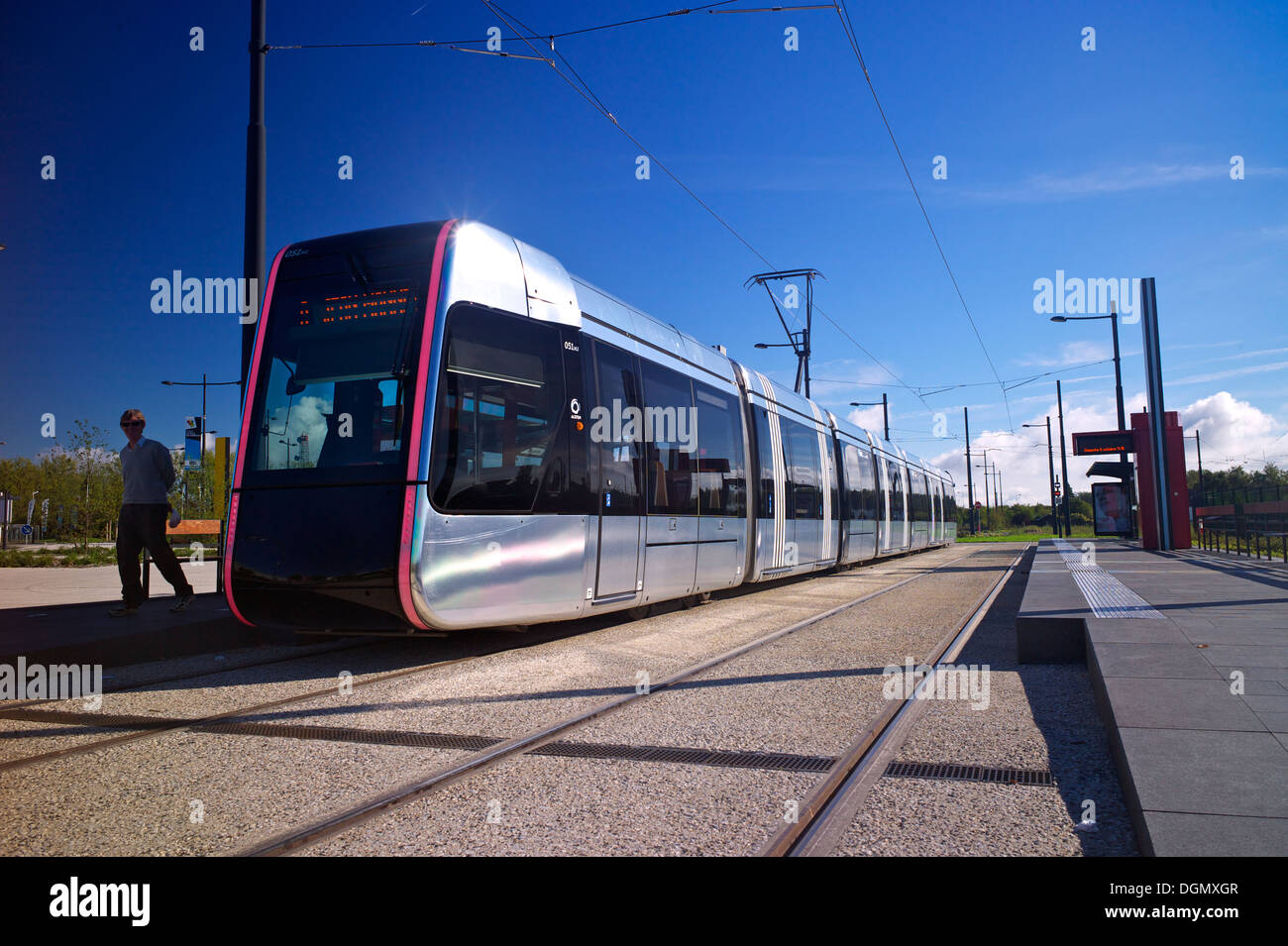 New tram system, Tours, Indre-et-Loire, France Stock Photo