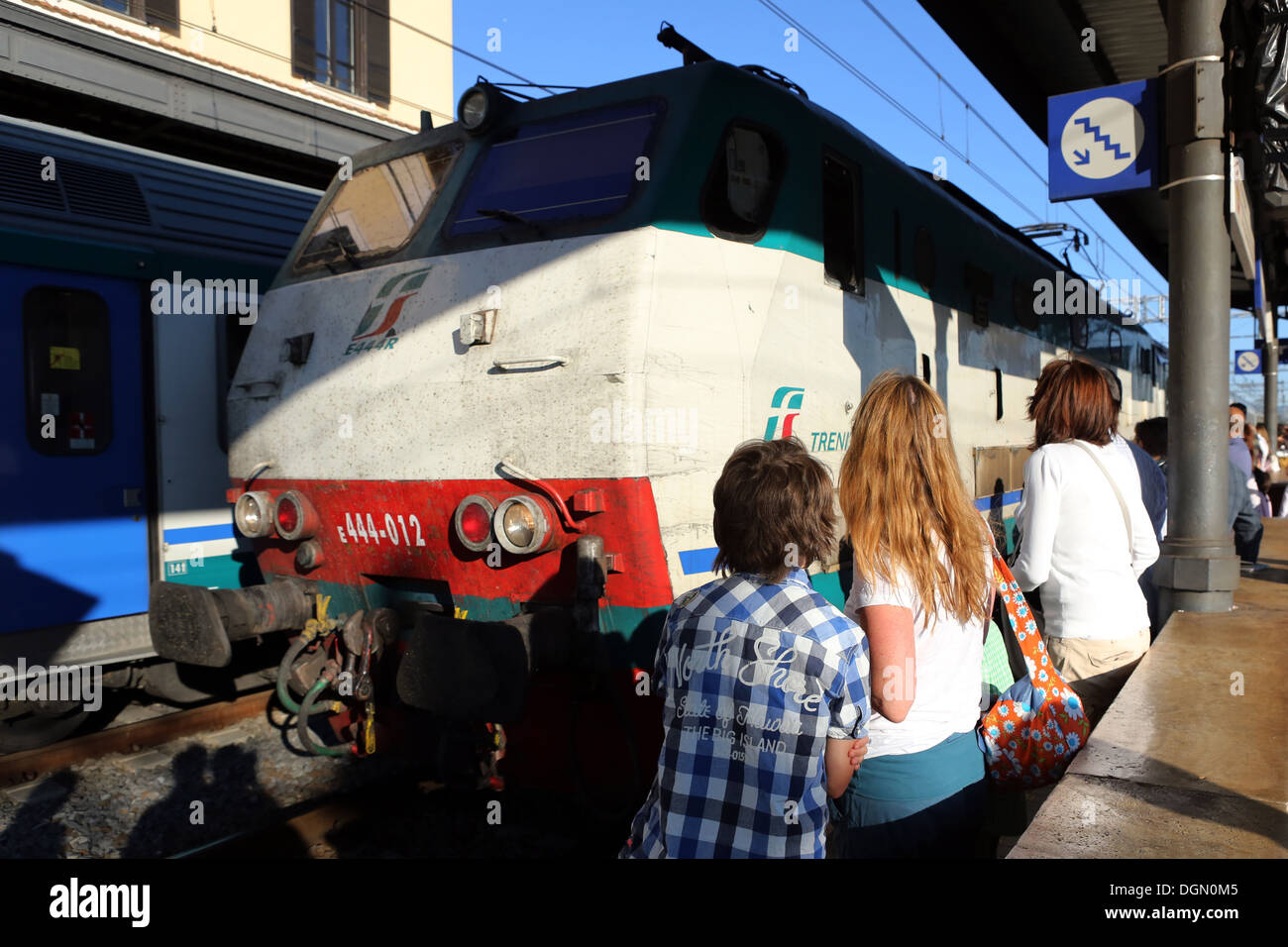 Orvieto, Italy, Trenitalia train pulls into the station Stock Photo