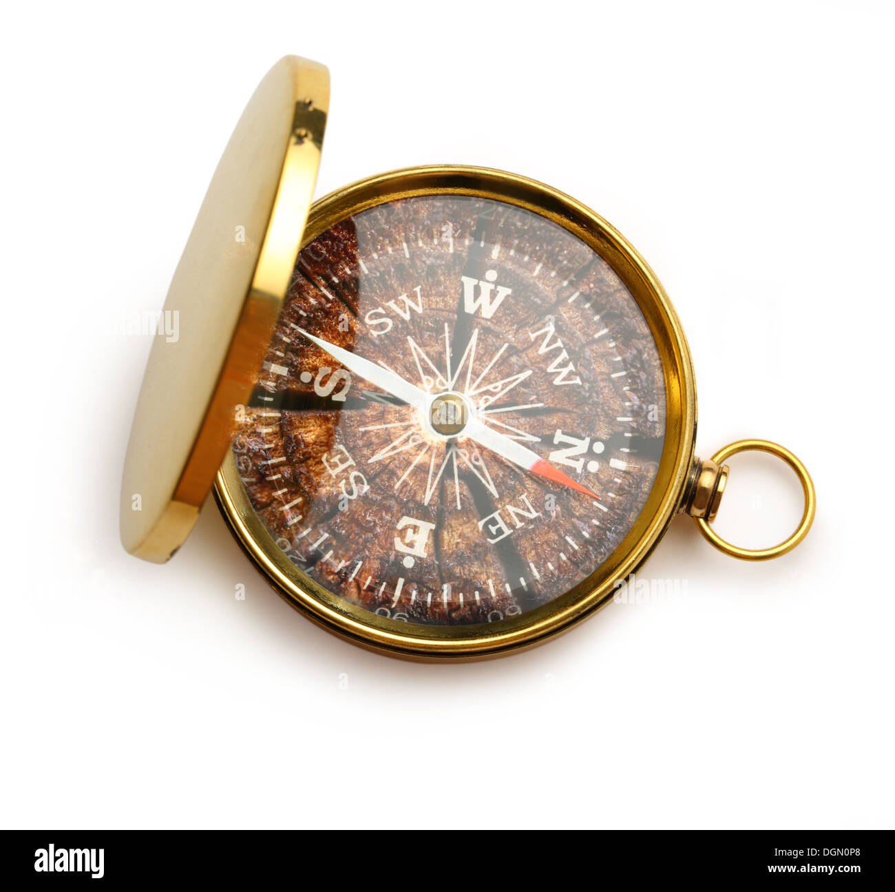 Compass with wooden surface inside Stock Photo Alamy