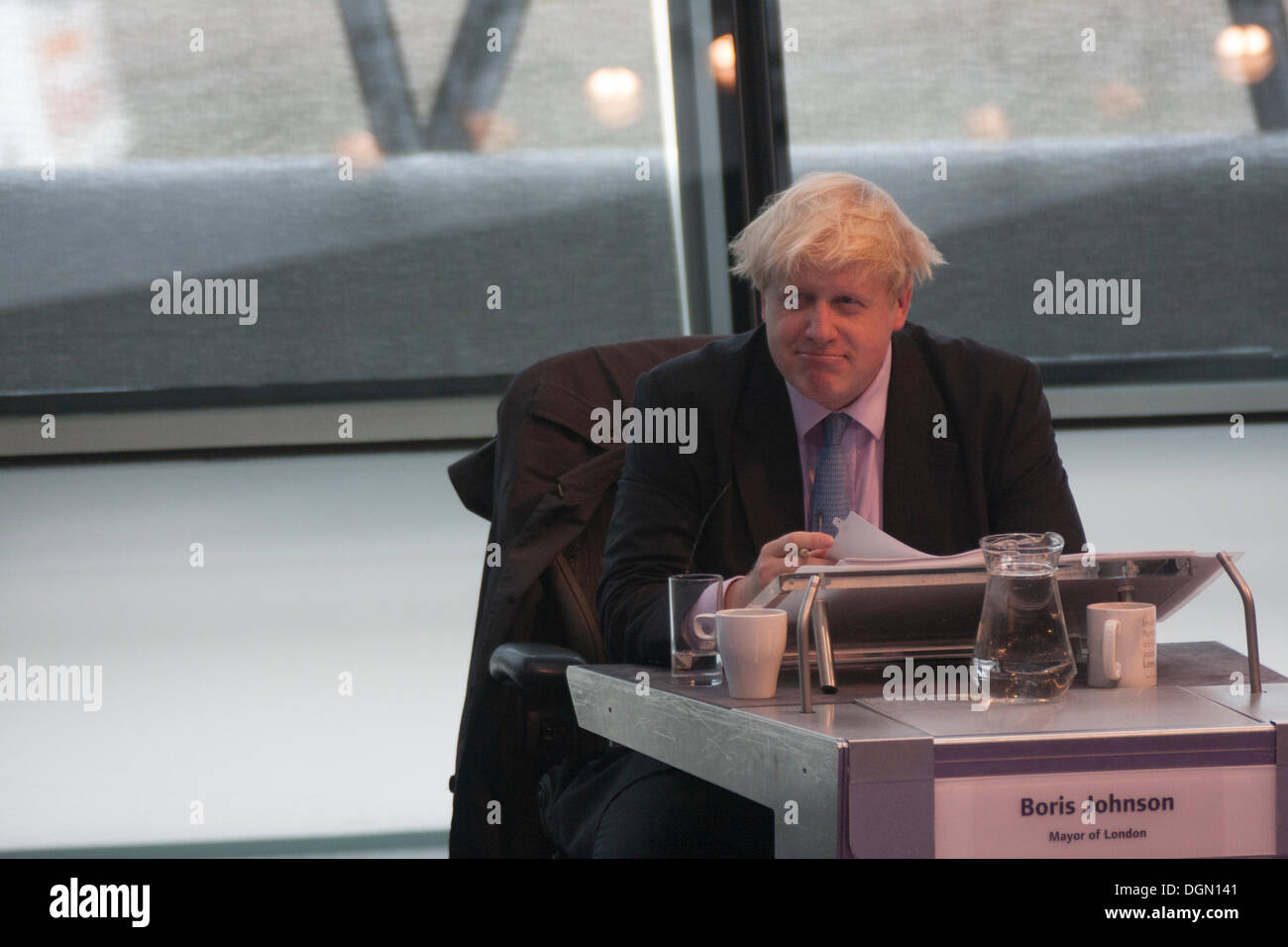 London. 23 October 2013. Mayor of London Boris Johnson faces questions from members of the London Assembly at City Hall. Stock Photo