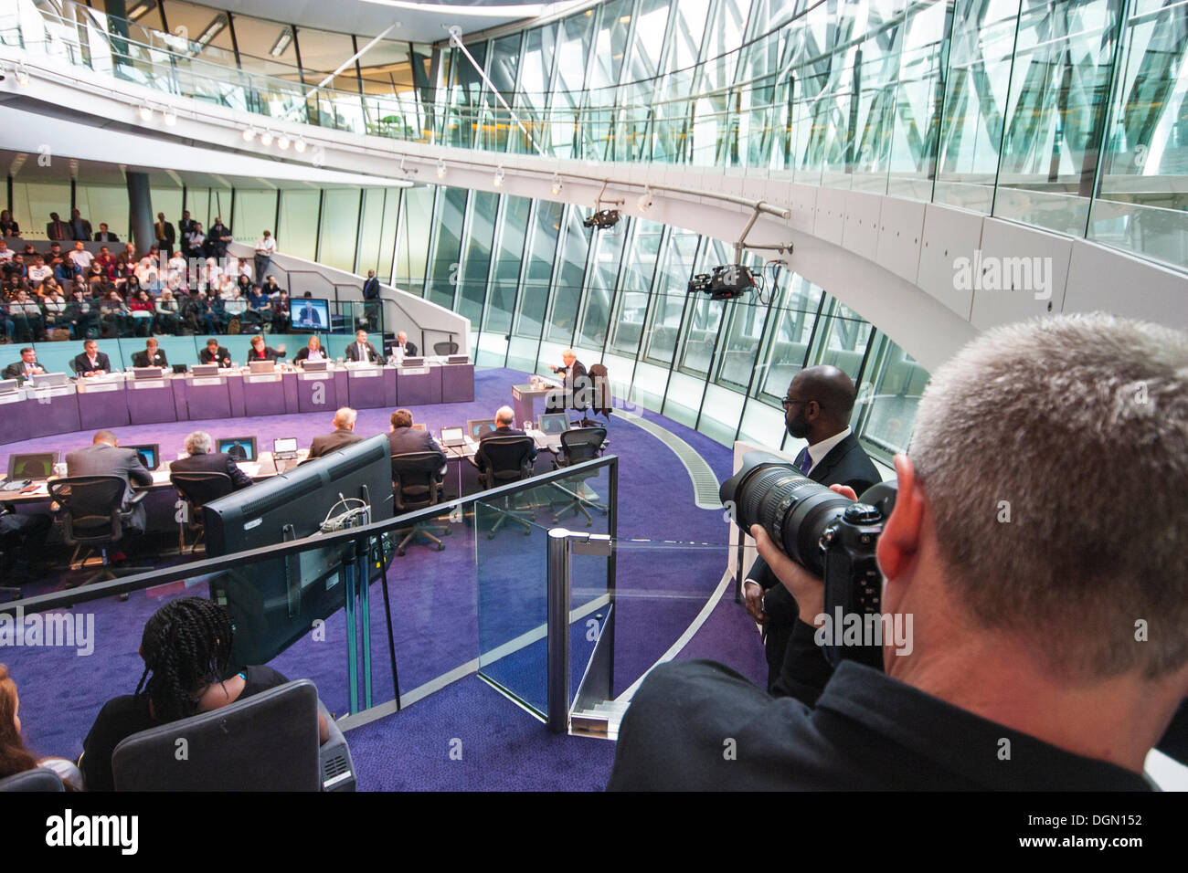 London. 23 October 2013. Mayor of London Boris Johnson faces questions from members of the London Assembly at City Hall. Stock Photo