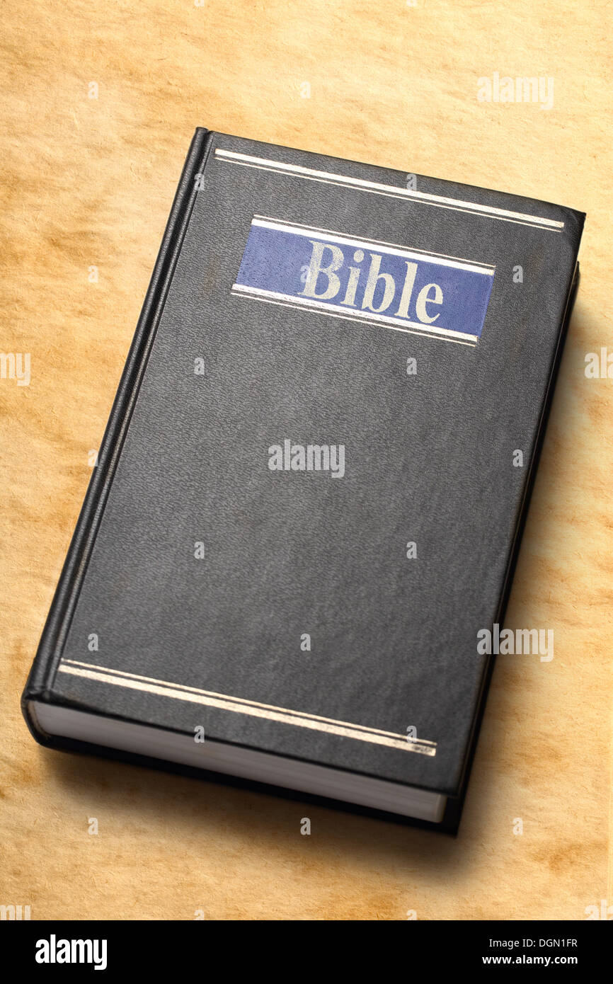 Black Bible book on paper background Stock Photo Alamy